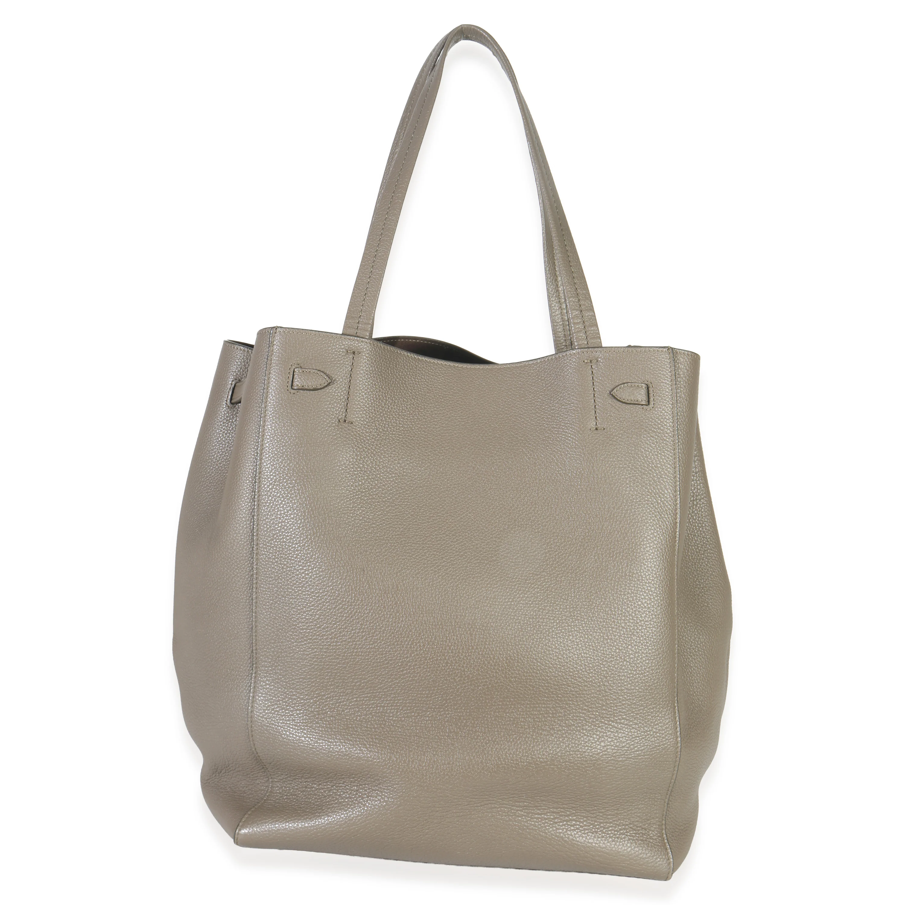Taupe Soft Grained Calfskin Small Belt Cabas Phantom Tote - Image 4