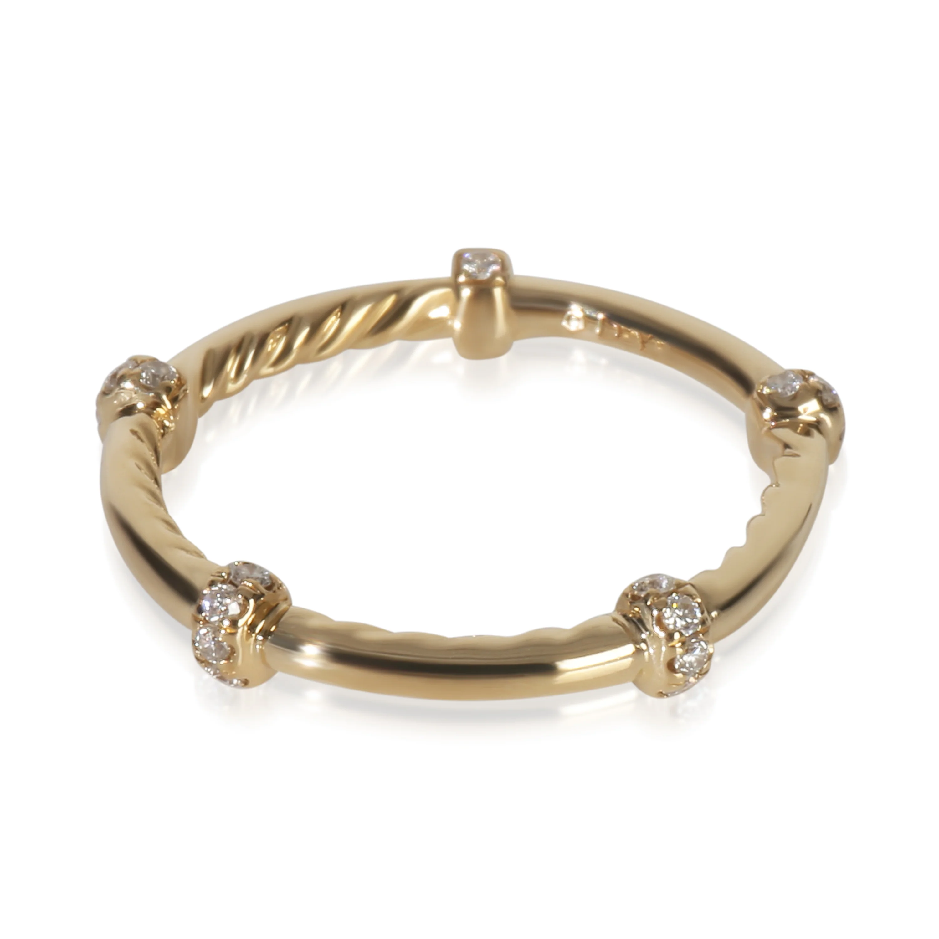 Yellow Gold Diamond Cable Stacking Ring - Image 2