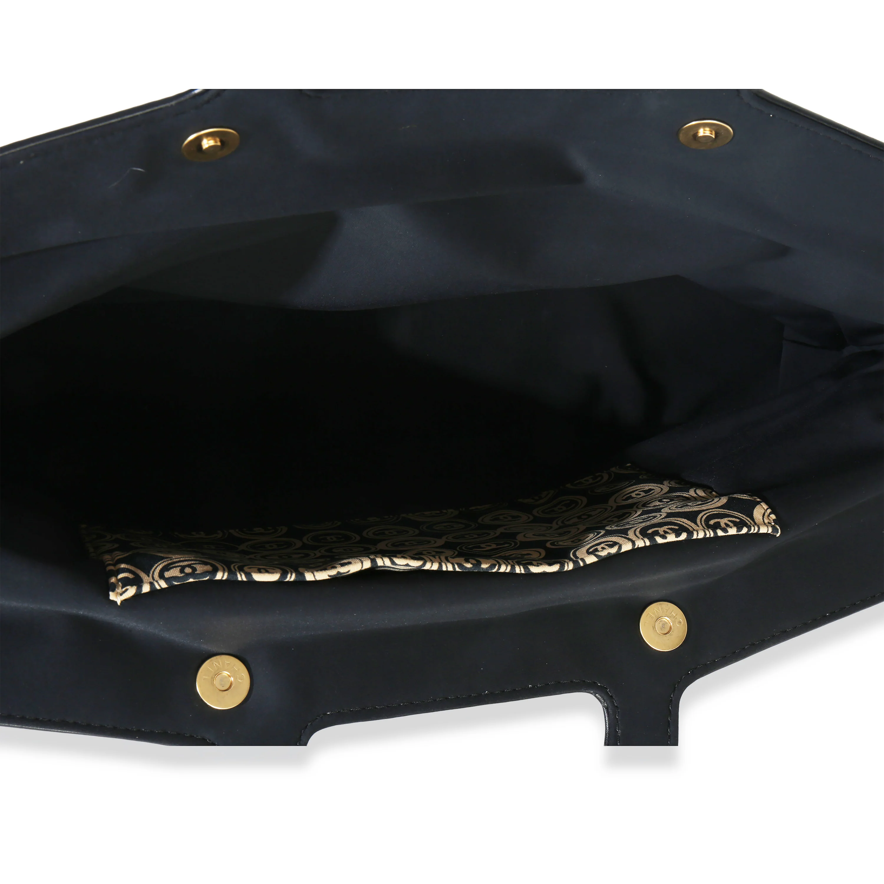 Beige Black Jersey Coco Mark Allover Handle Bag - Image 8