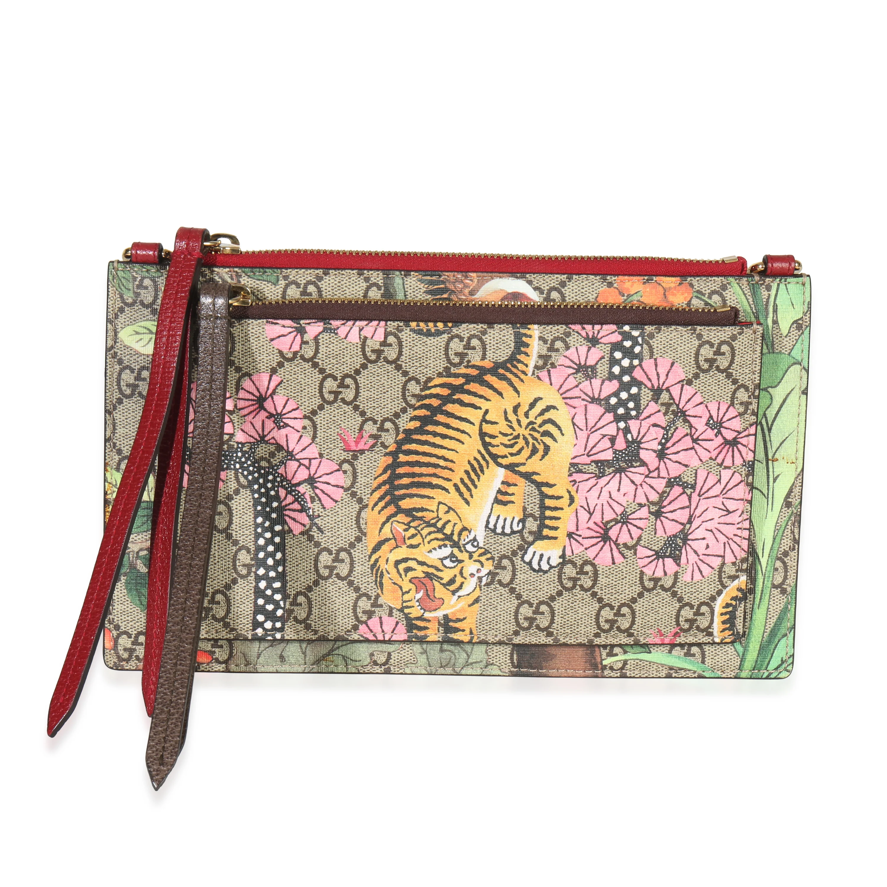 Beige GG Supreme Canvas Tian Bengal Double Zip Crossbody