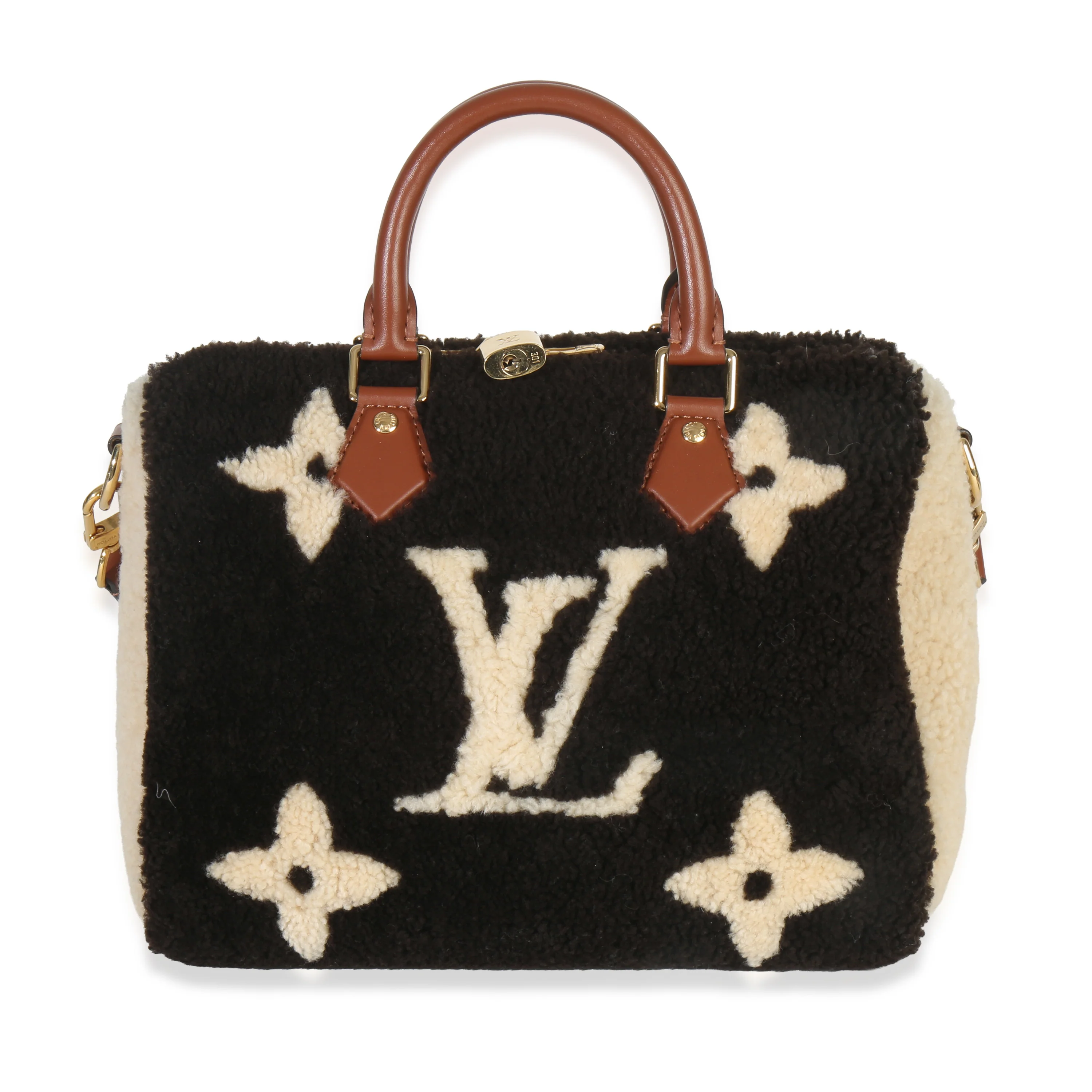 Black Monogram Teddy Fleece Speedy Bandouliere 25