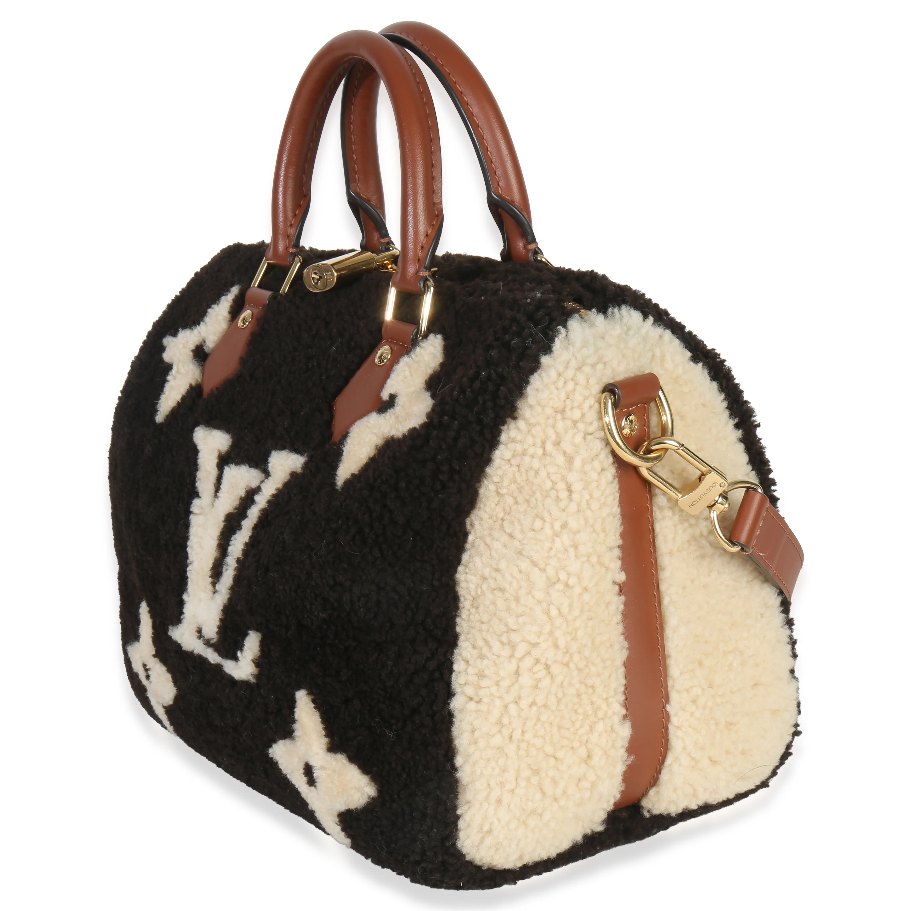 Black Monogram Teddy Fleece Speedy Bandouliere 25 - Image 3
