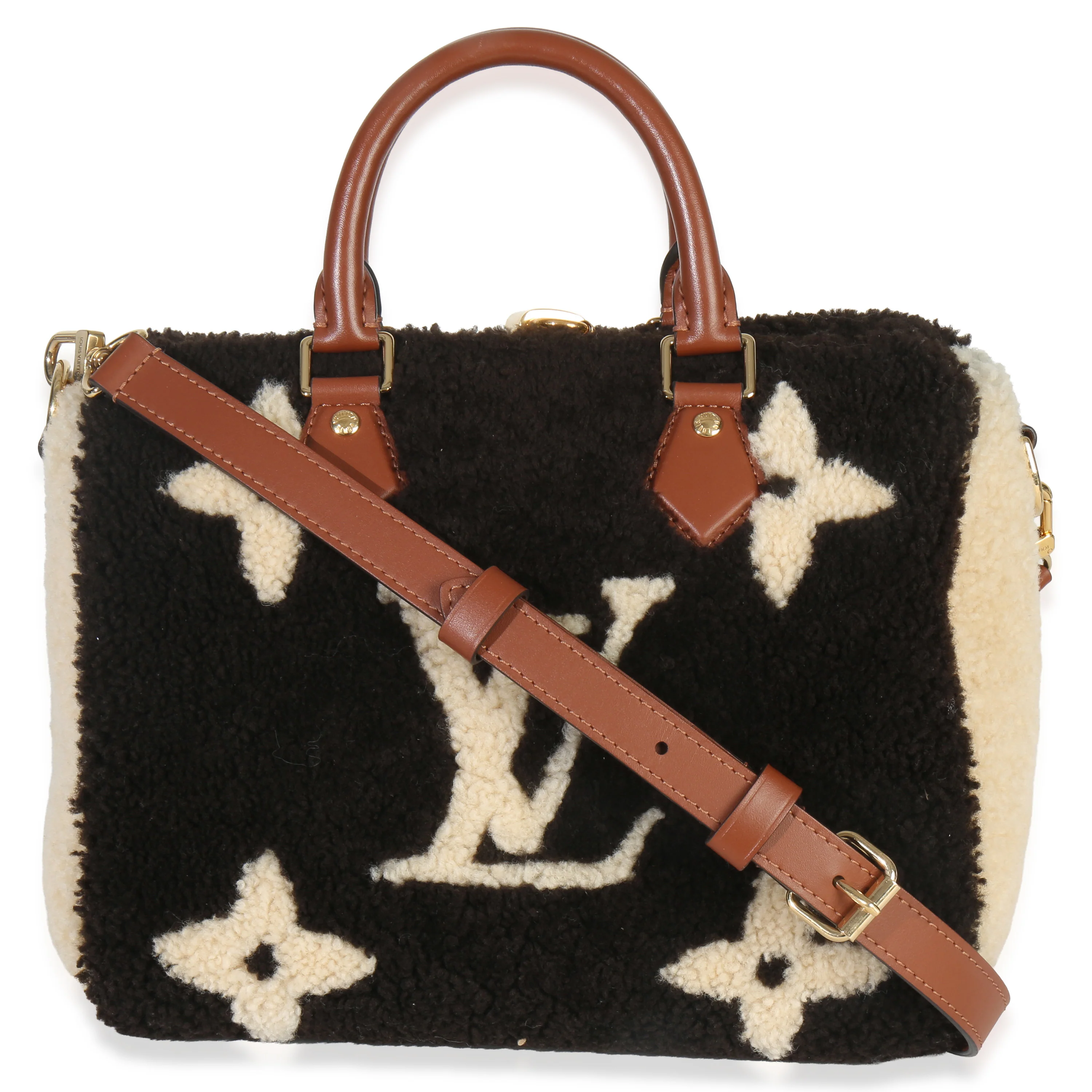 Black Monogram Teddy Fleece Speedy Bandouliere 25 - Image 4