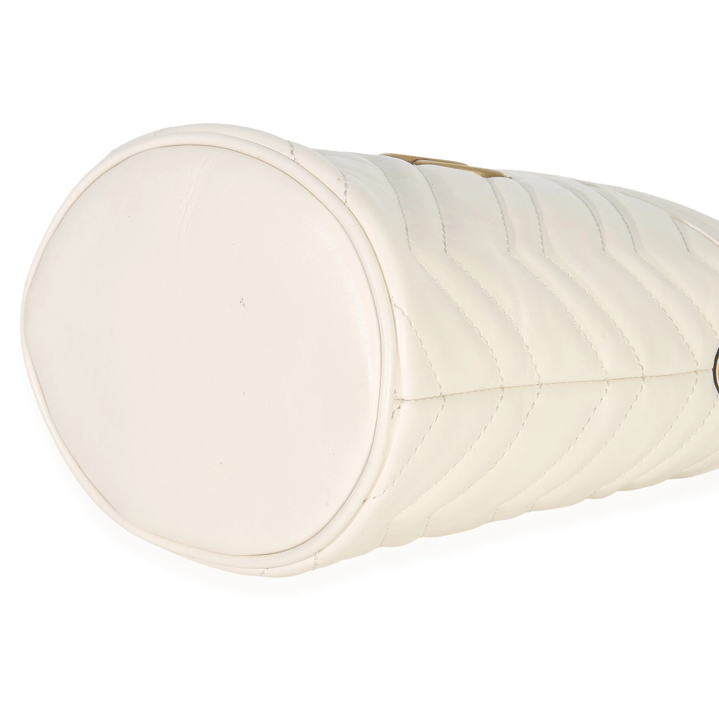 White Matelasse Calfskin Mini GG Marmont 2.0 Bucket Bag - Image 7