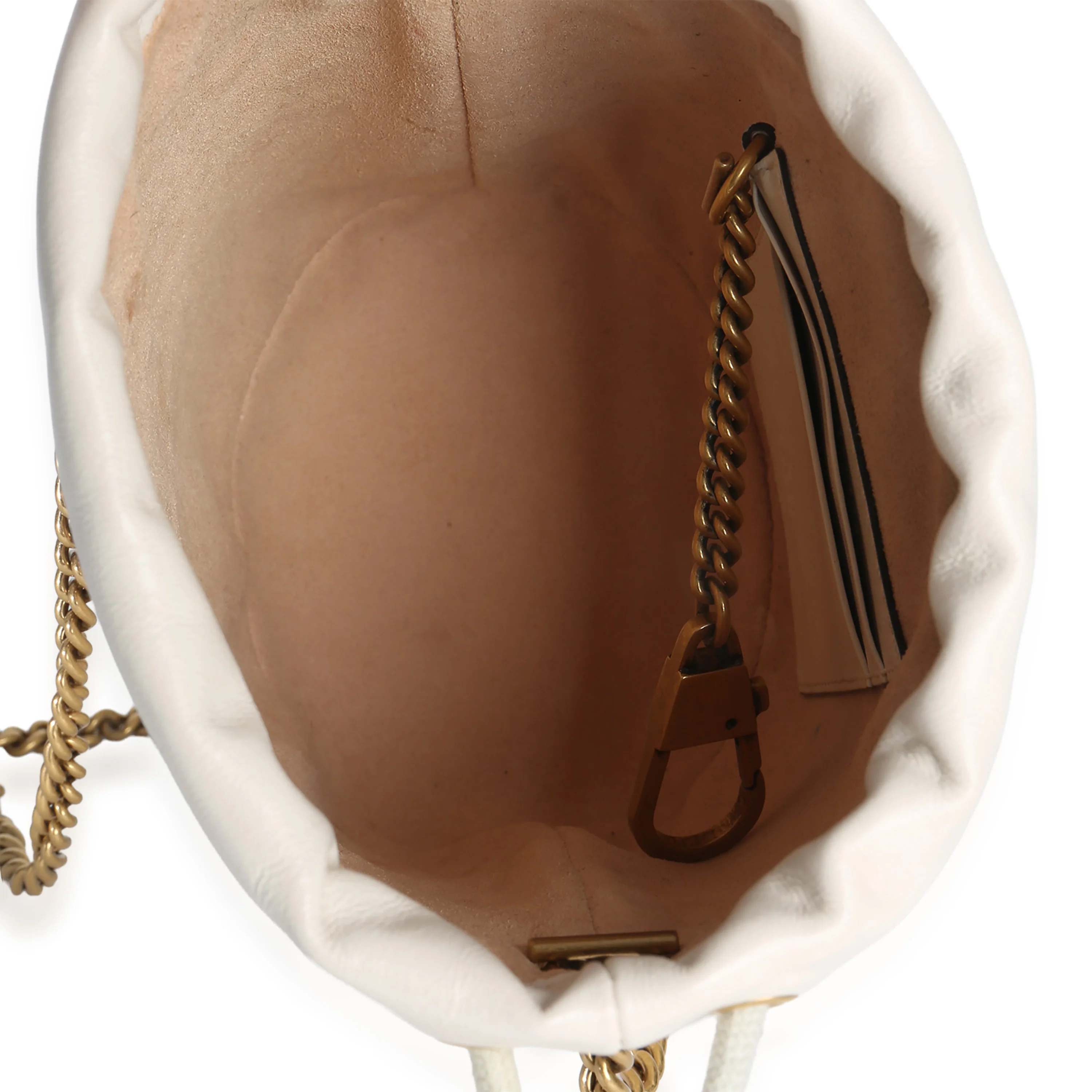 White Matelasse Calfskin Mini GG Marmont 2.0 Bucket Bag - Image 9