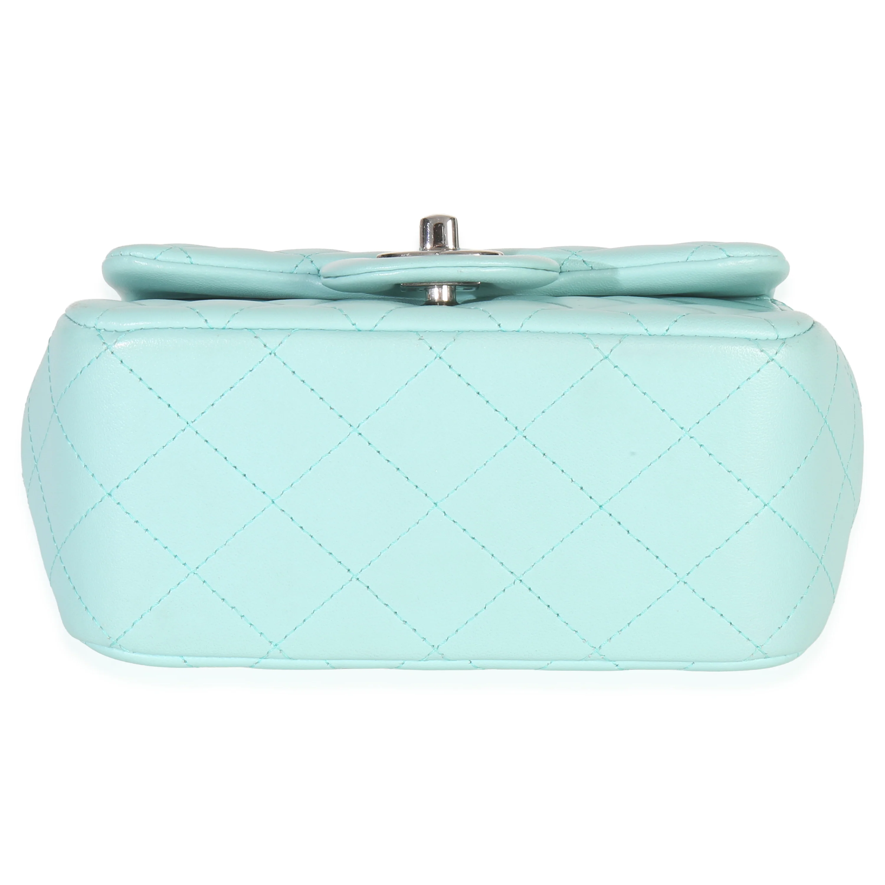 Blue Quilted Lambskin Mini Square Single Flap Bag - Image 5