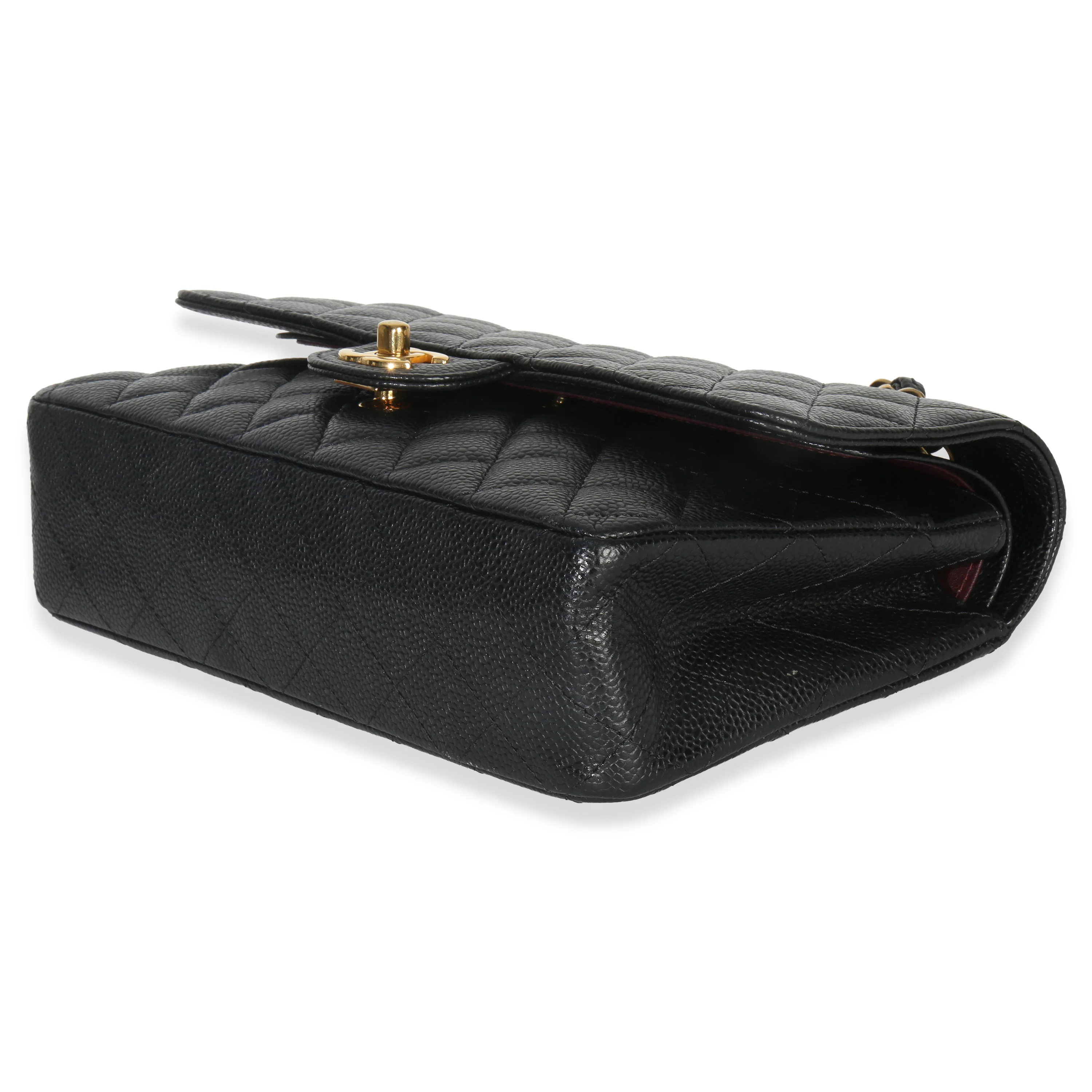 Black Quilted Caviar Medium Classic Double Flap Handbag - Image 5