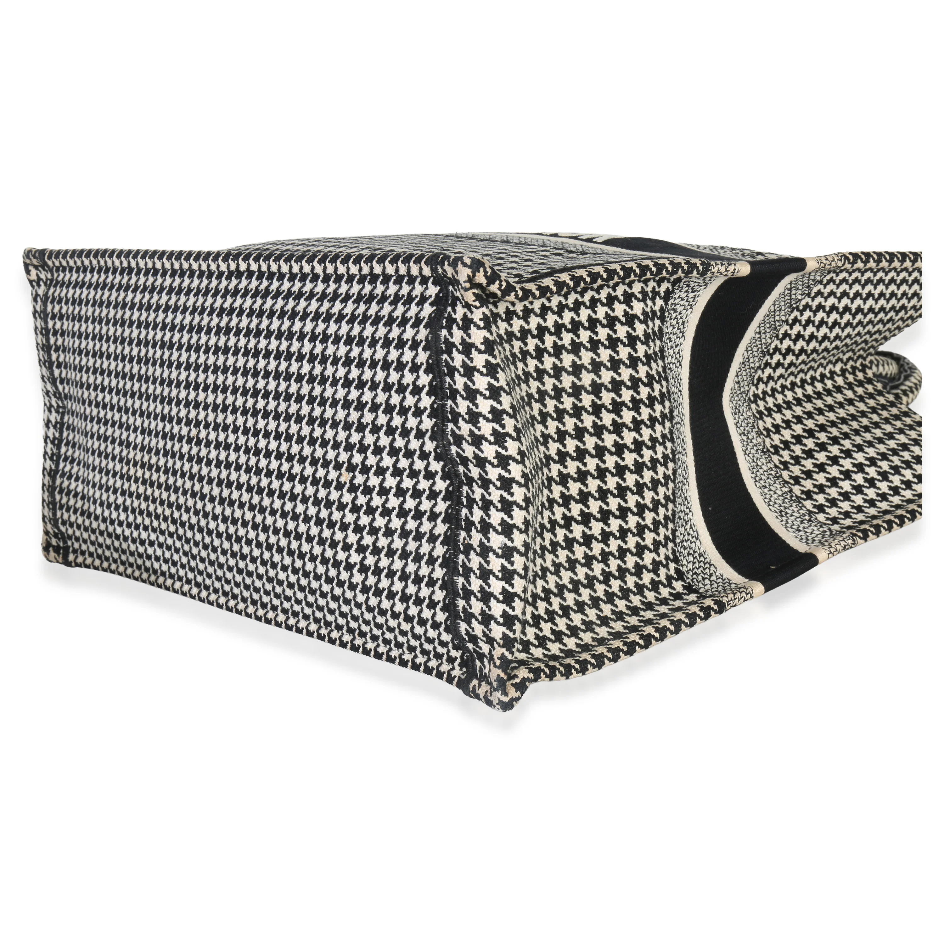 Black White Houndstooth Canvas Large Book Tote - Image 7