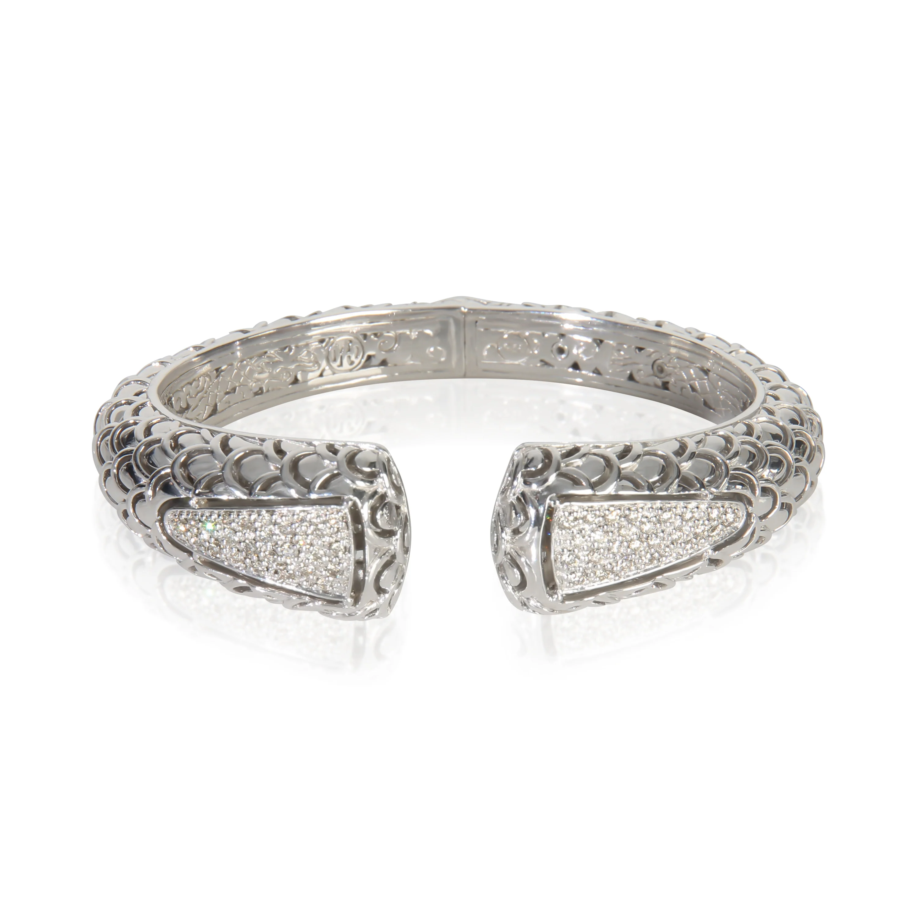 Sterling Silver Diamond Naga Cuff Bracelet