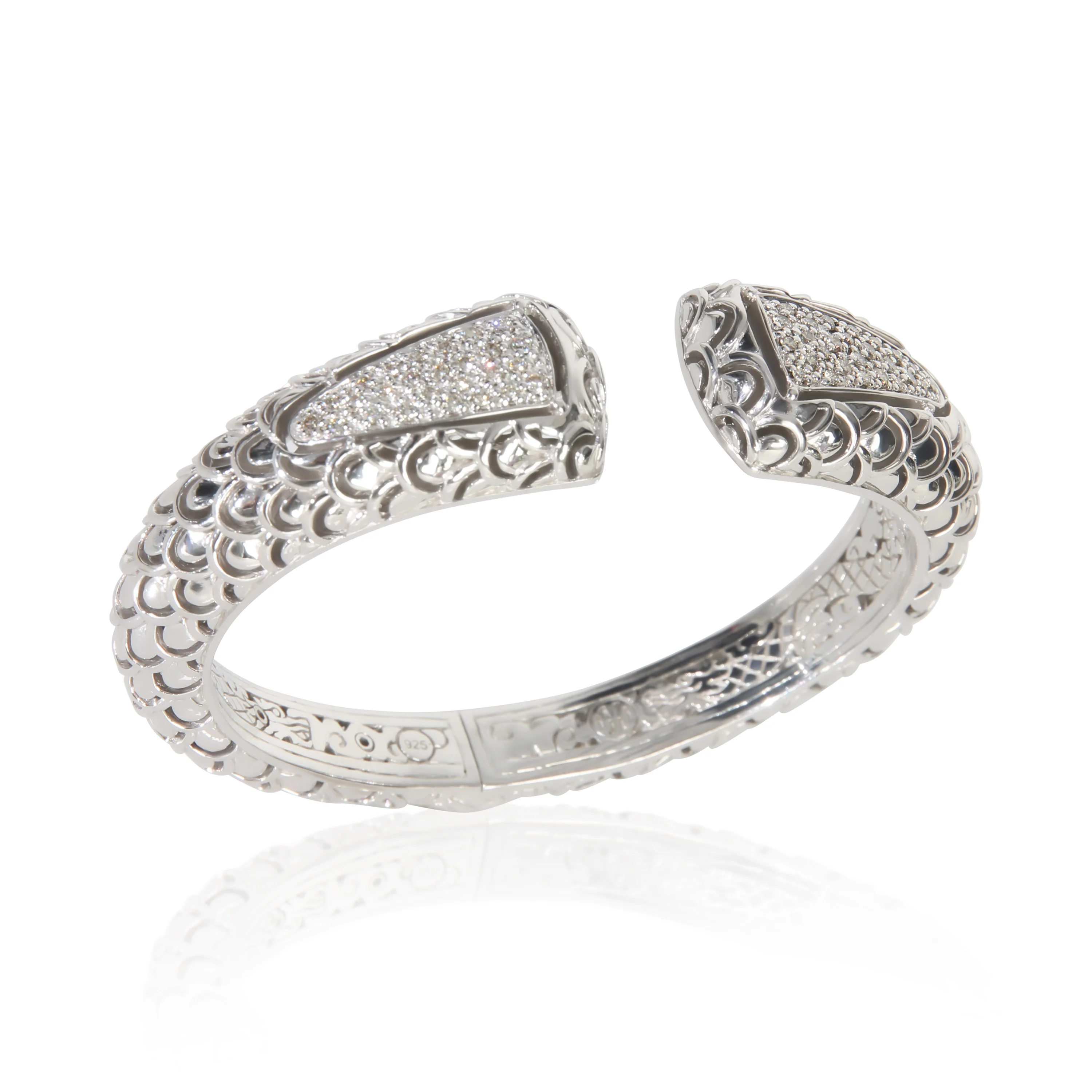 Sterling Silver Diamond Naga Cuff Bracelet - Image 4