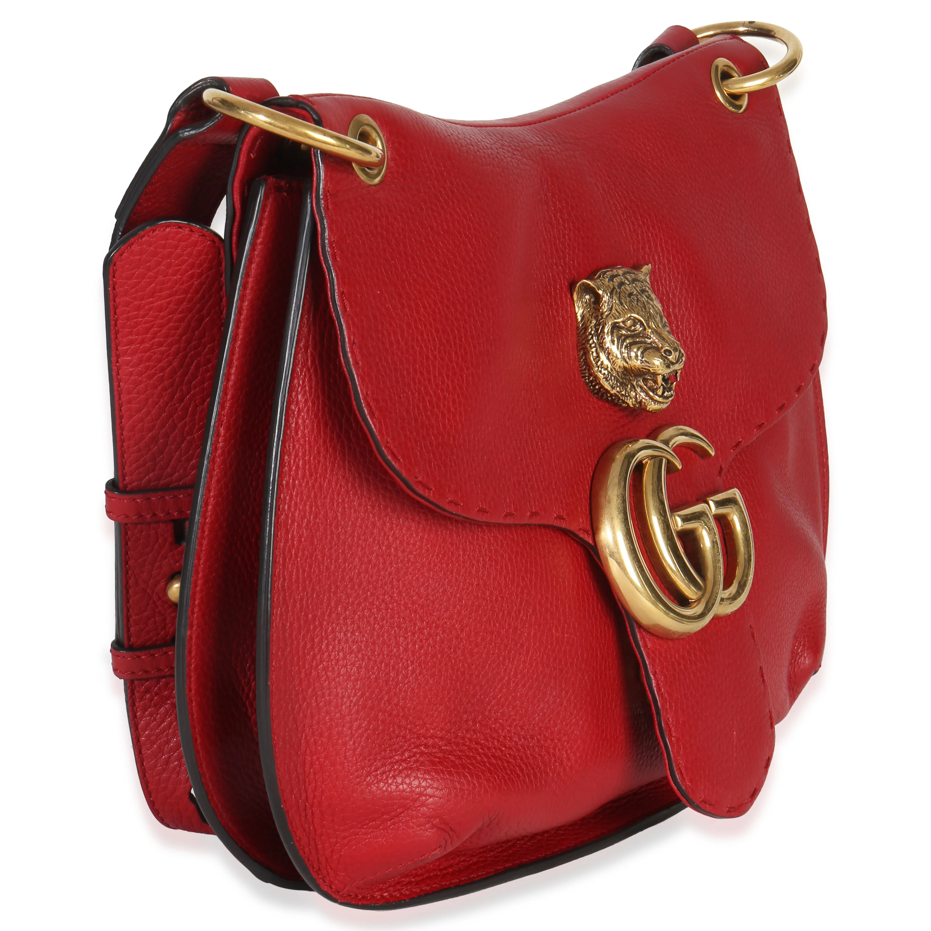 Red Cellarius Calfskin Feline GG Marmont Flap Shoulder Bag - Image 2