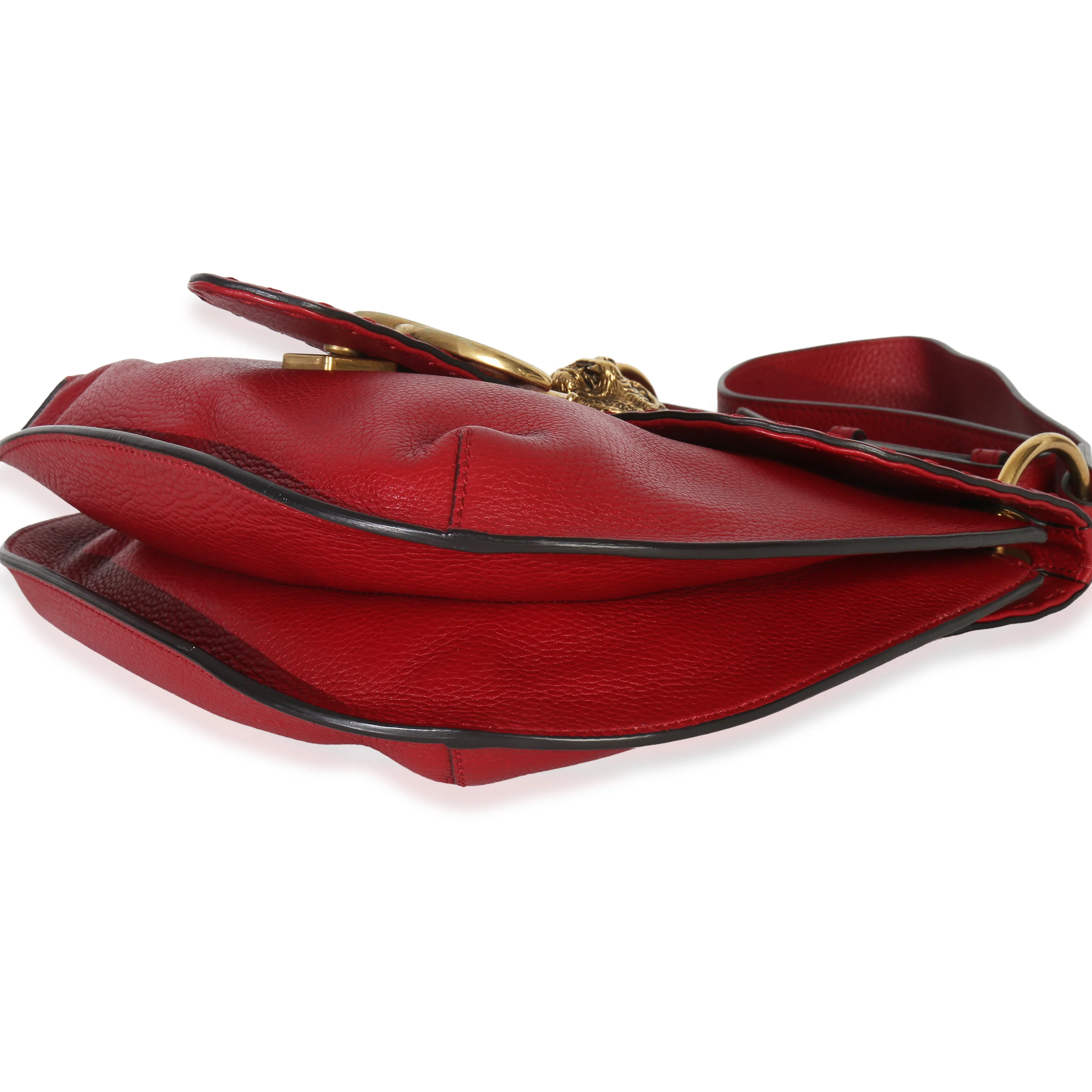 Red Cellarius Calfskin Feline GG Marmont Flap Shoulder Bag - Image 7