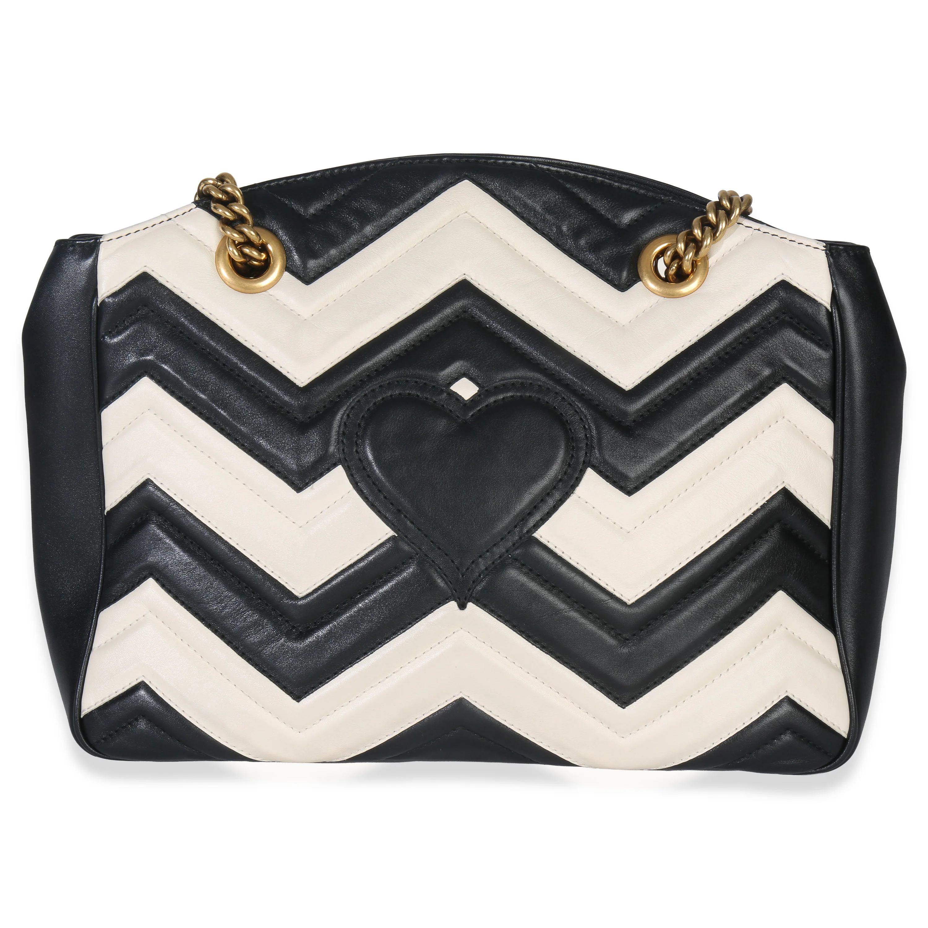 Black White Matelasse Medium GG Marmont Chain Tote - Image 4