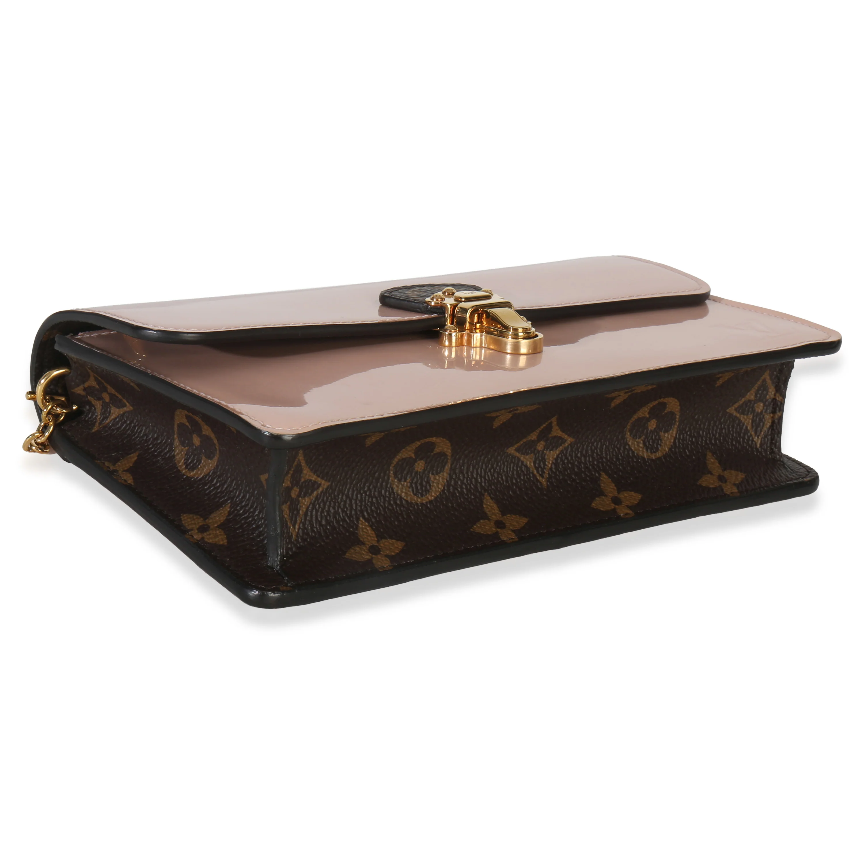 Rose Ballerine Monogram Vernis Cherrywood Chain Wallet - Image 6
