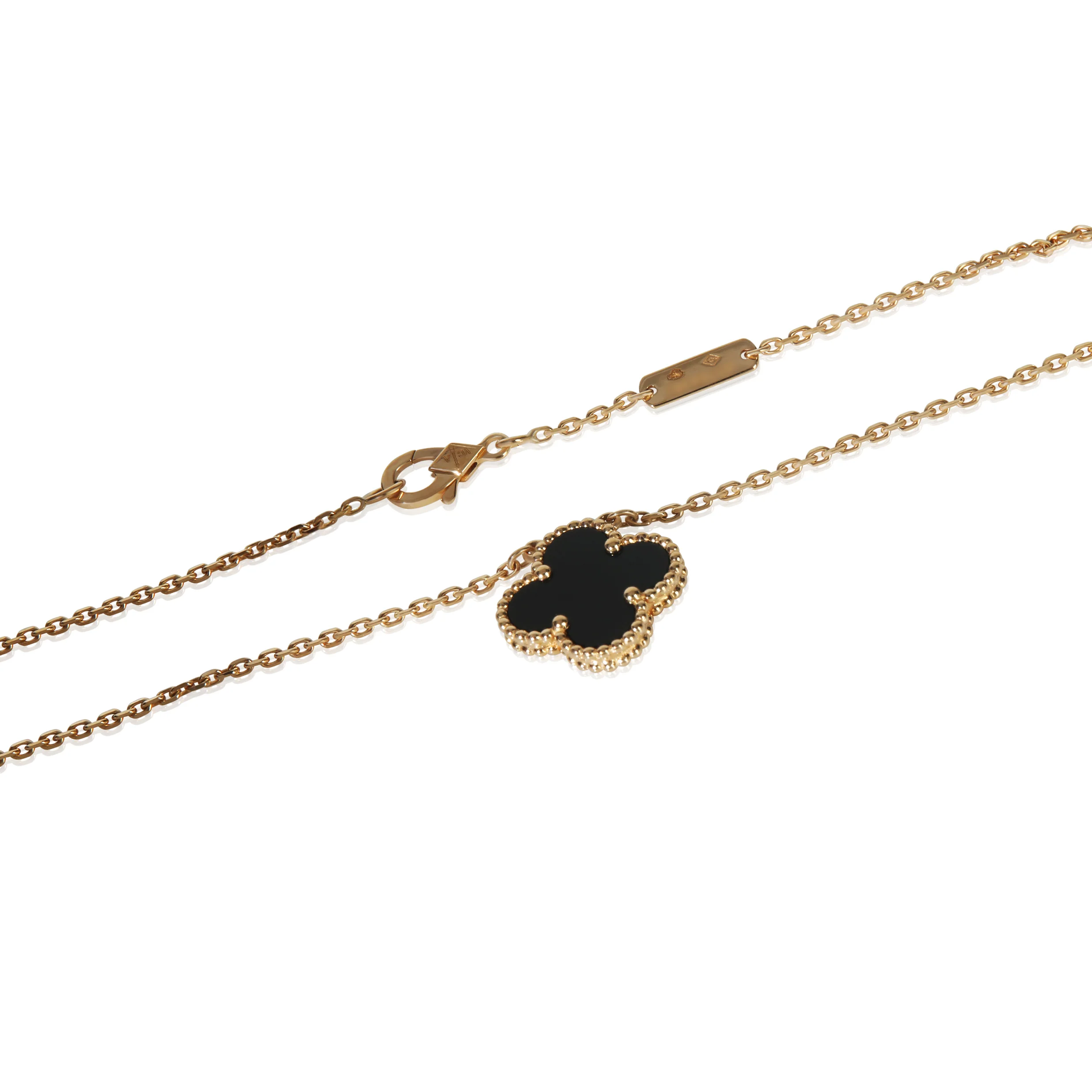 Yellow Gold Onyx Vintage Alhambra Pendant - Image 2