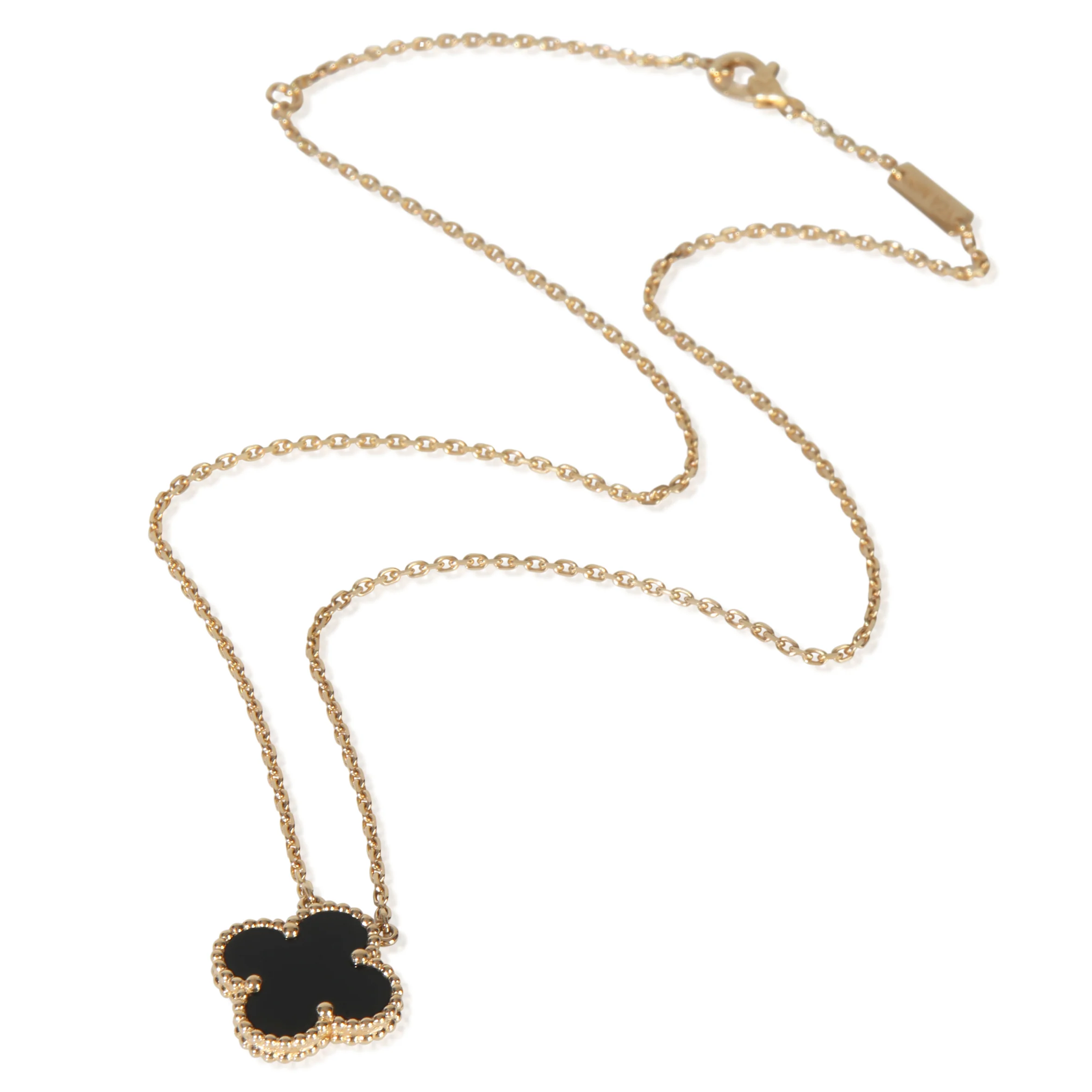 Yellow Gold Onyx Vintage Alhambra Pendant - Image 4