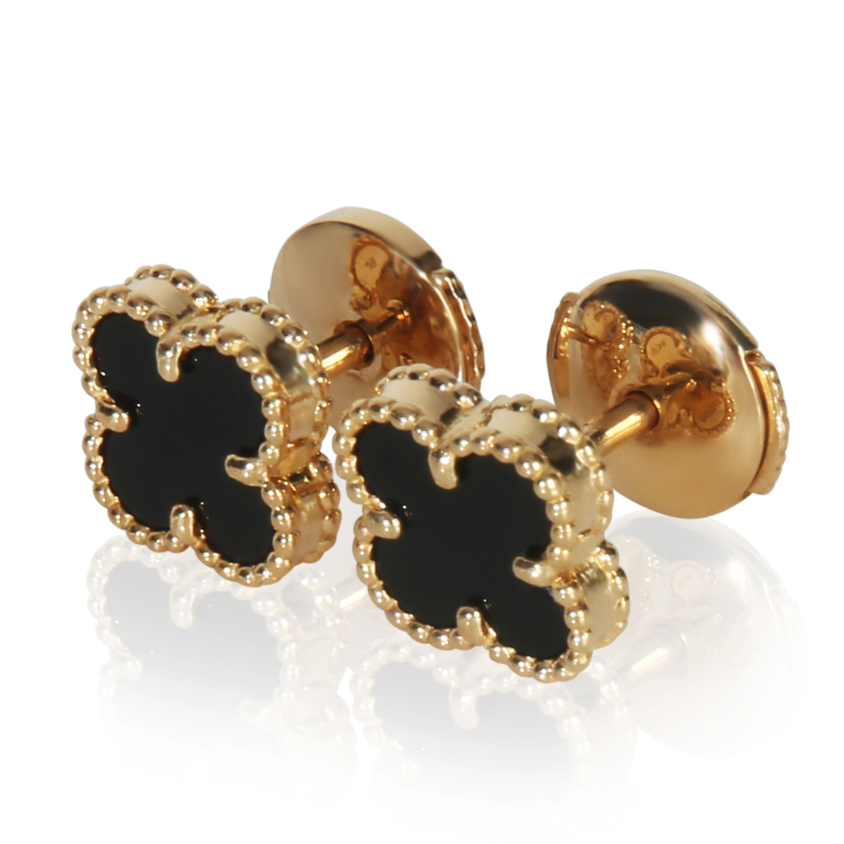 Yellow Gold Onyx Sweet Alhambra Earrings - Image 2