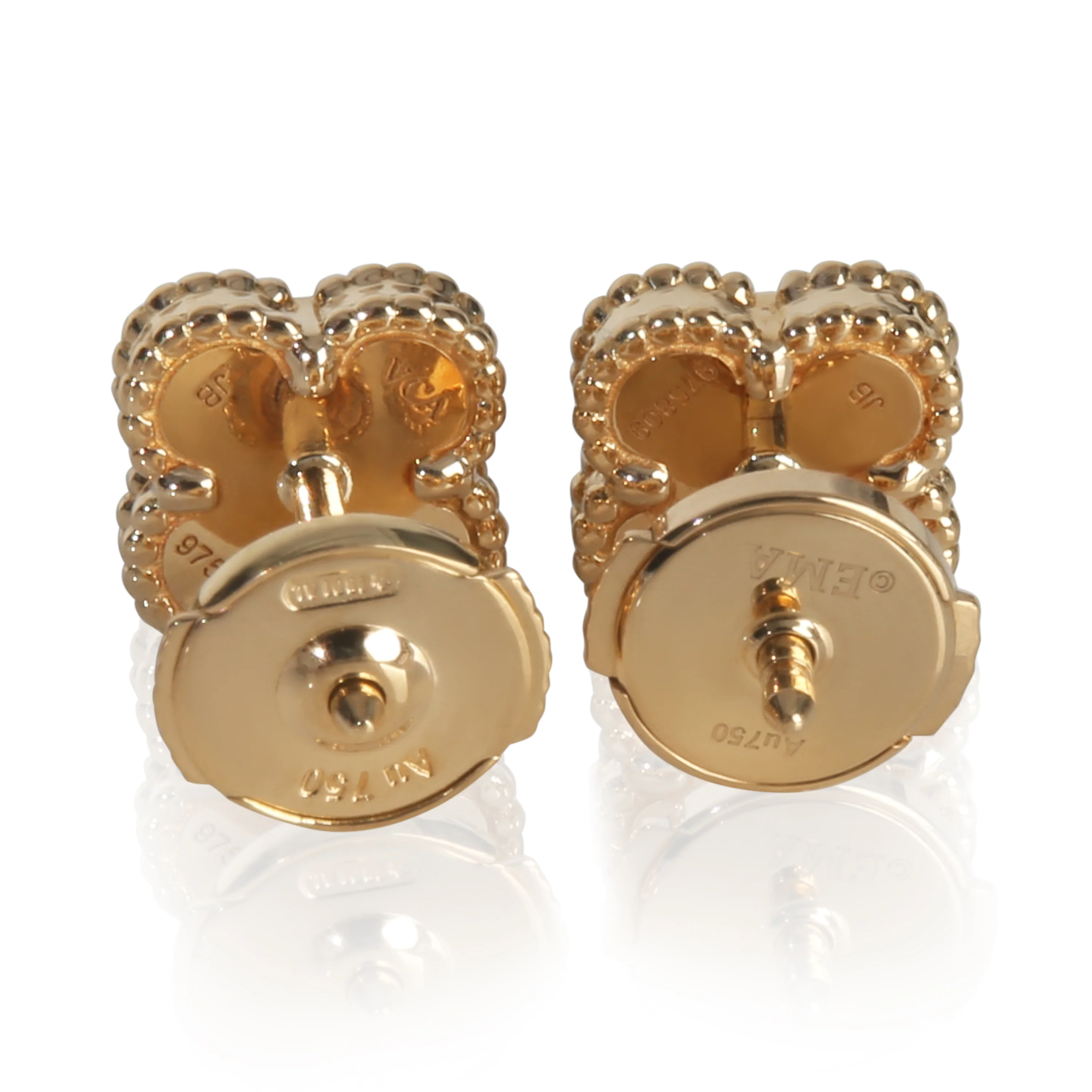 Yellow Gold Onyx Sweet Alhambra Earrings - Image 3