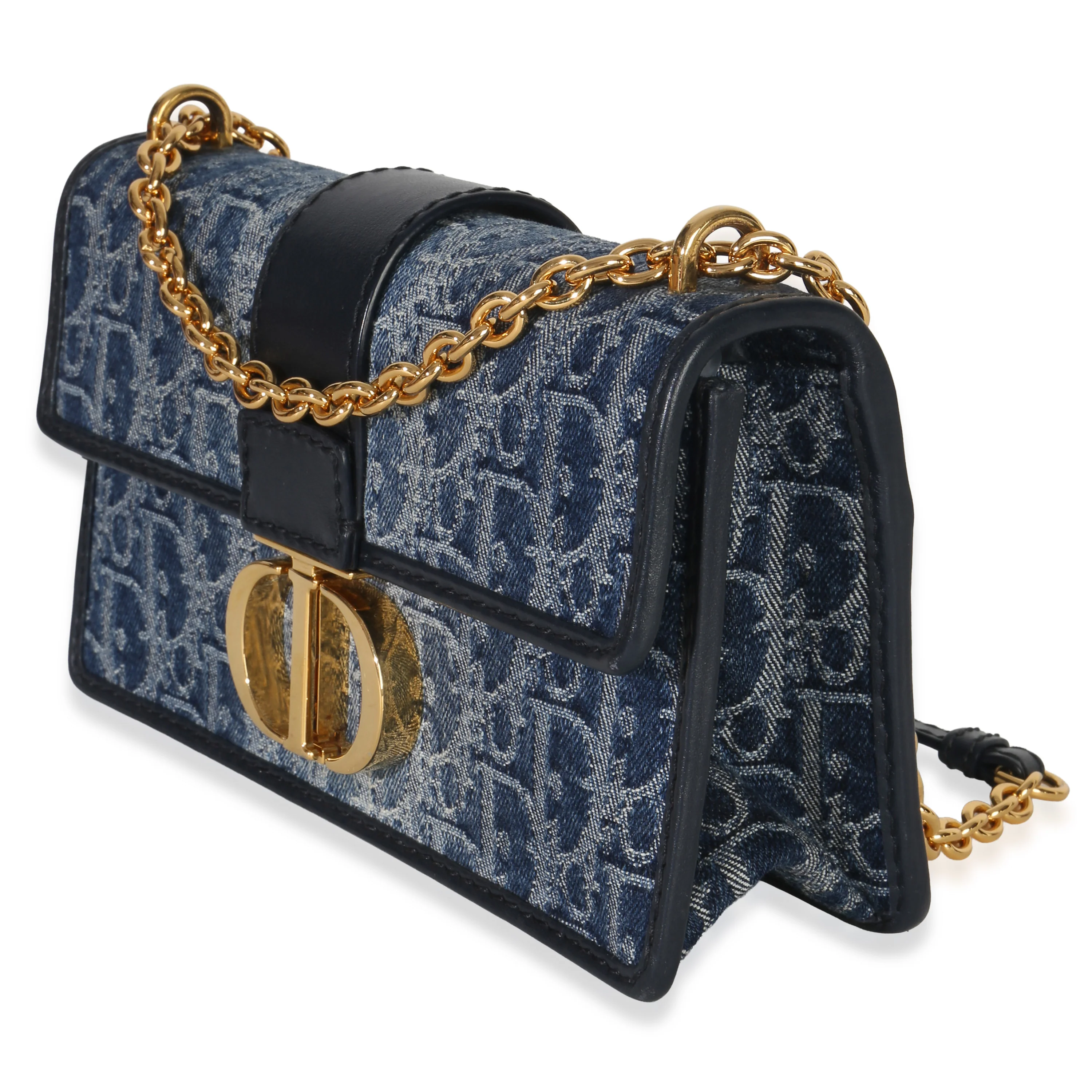Blue Denim Oblique 30 Montaigne East West Chain Bag - Image 2