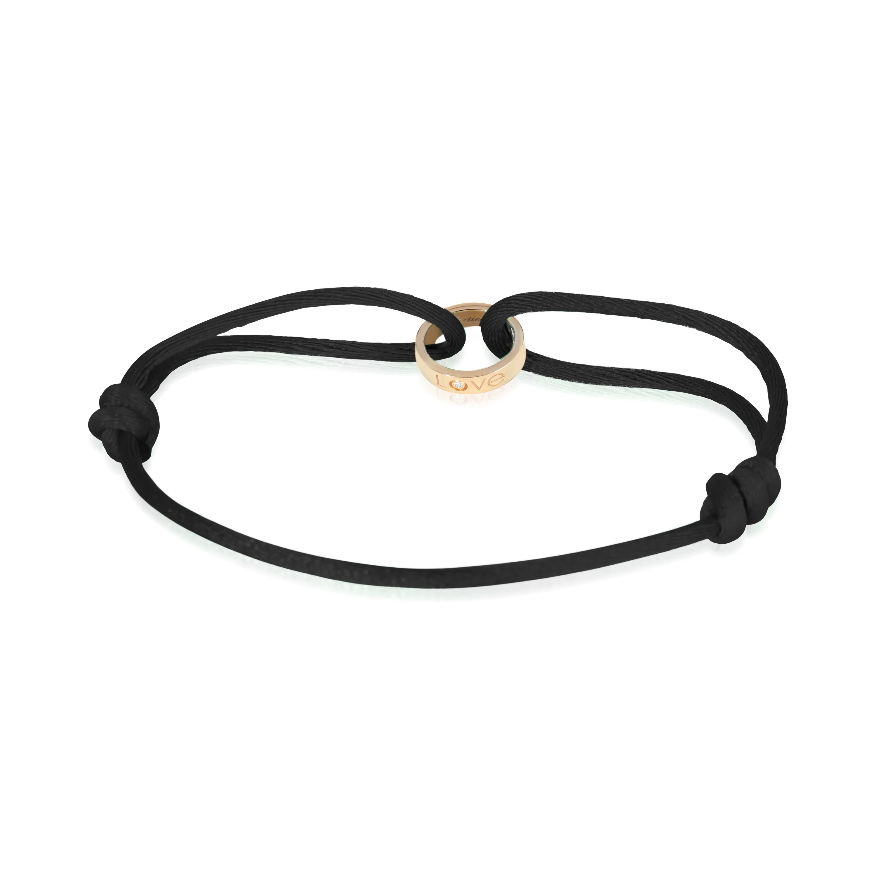 Rose Gold Diamond Love On Cord Bracelet - Image 2