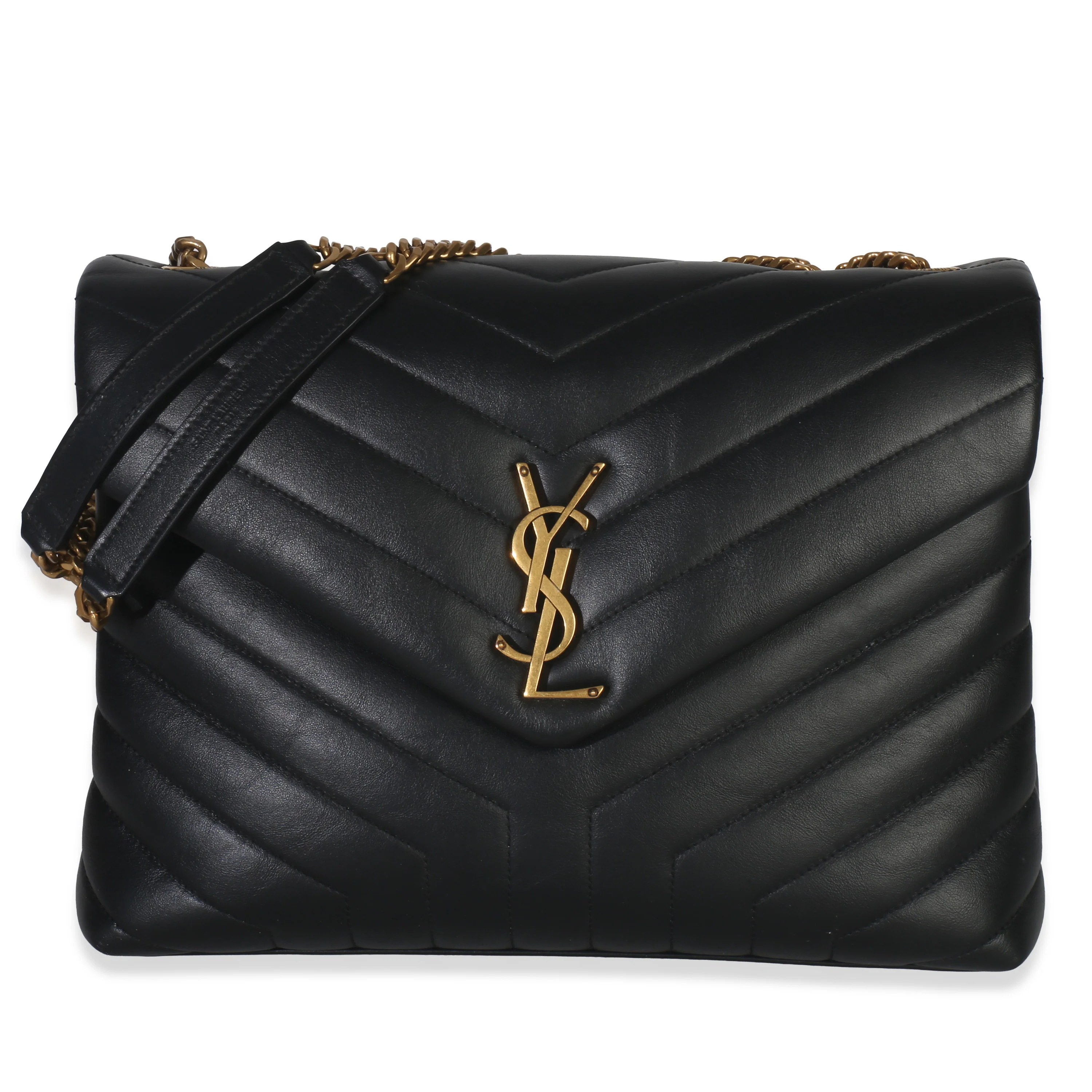 Black Matelassé Calfskin Large Loulou Bag
