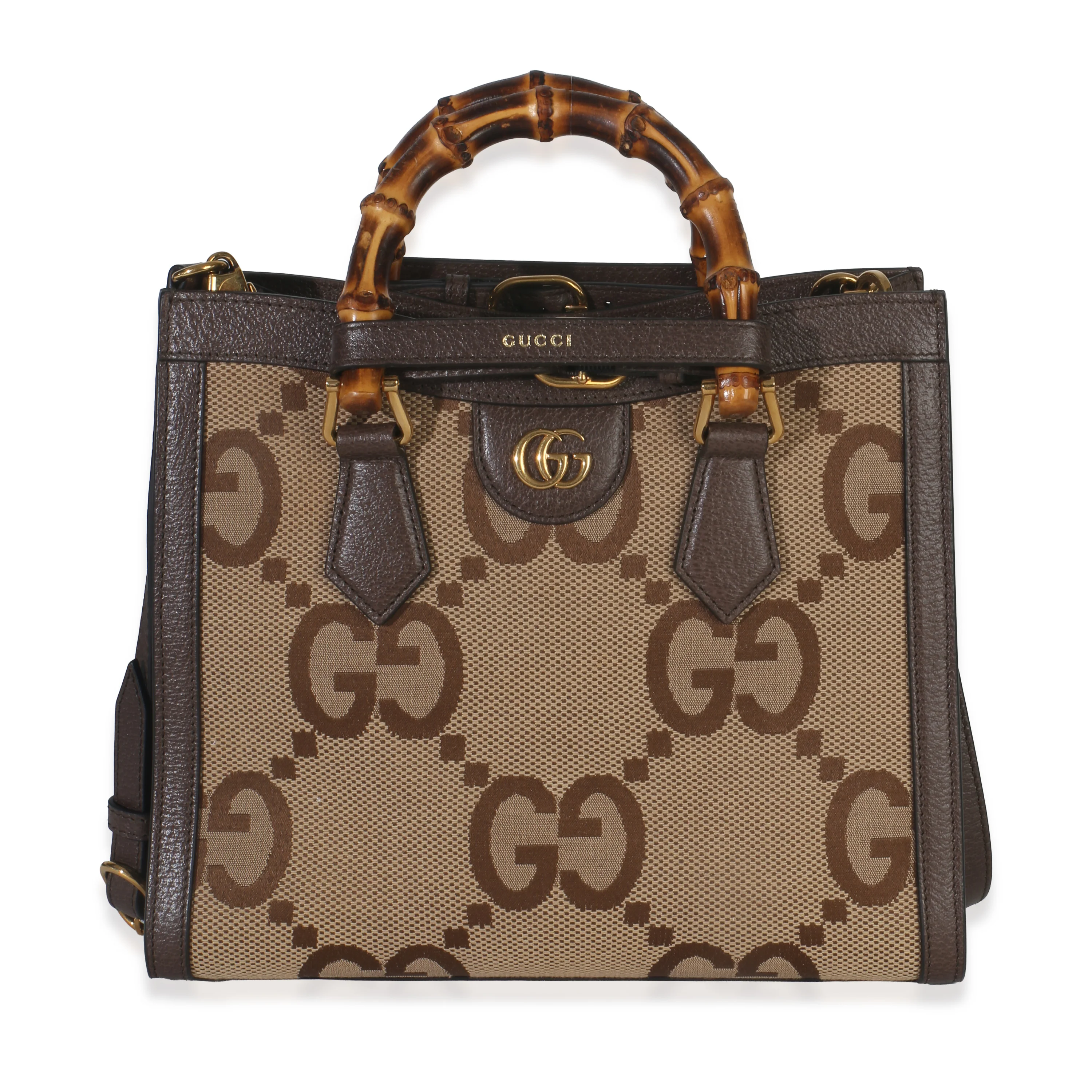 Beige Monogram Jumbo GG Textured Dollar Calfskin Small Diana Tote