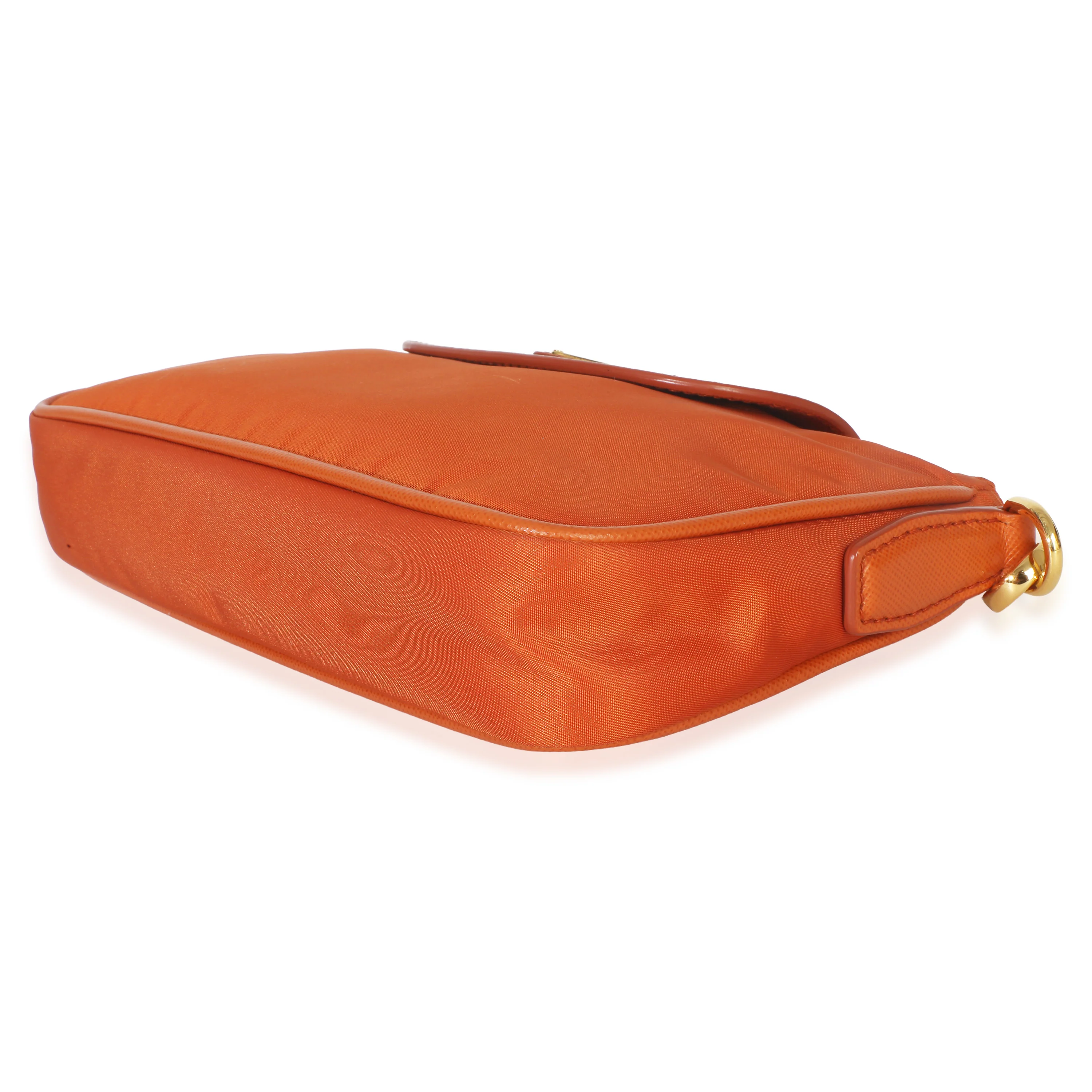Orange Tessuto Nylon Saffiano Small Flap Crossbody Bag - Image 4