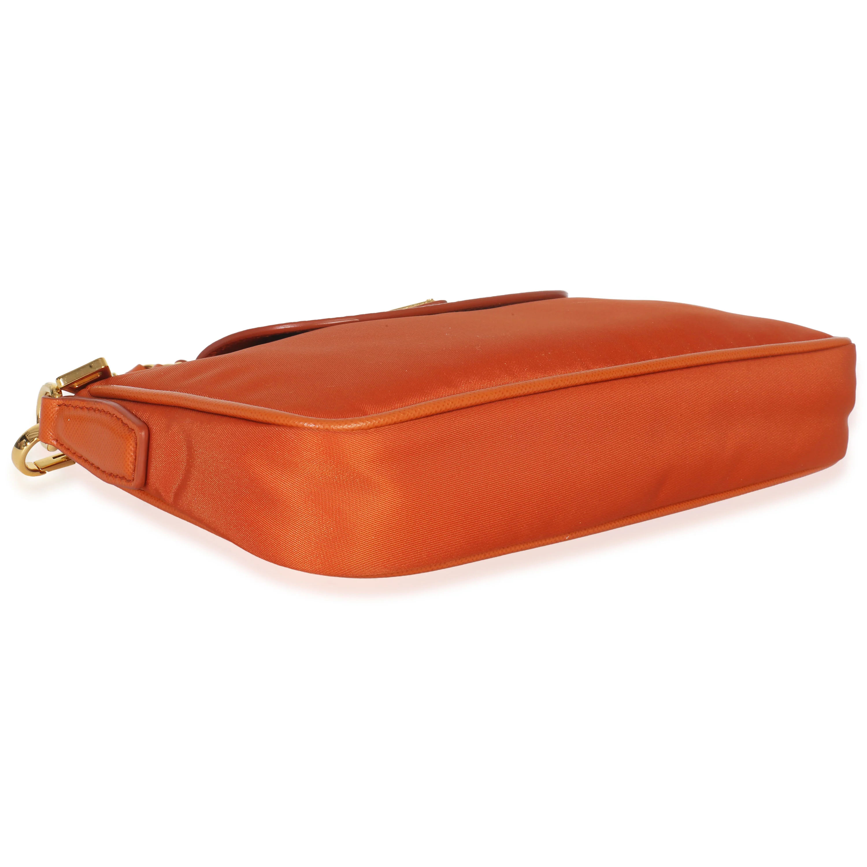 Orange Tessuto Nylon Saffiano Small Flap Crossbody Bag - Image 6