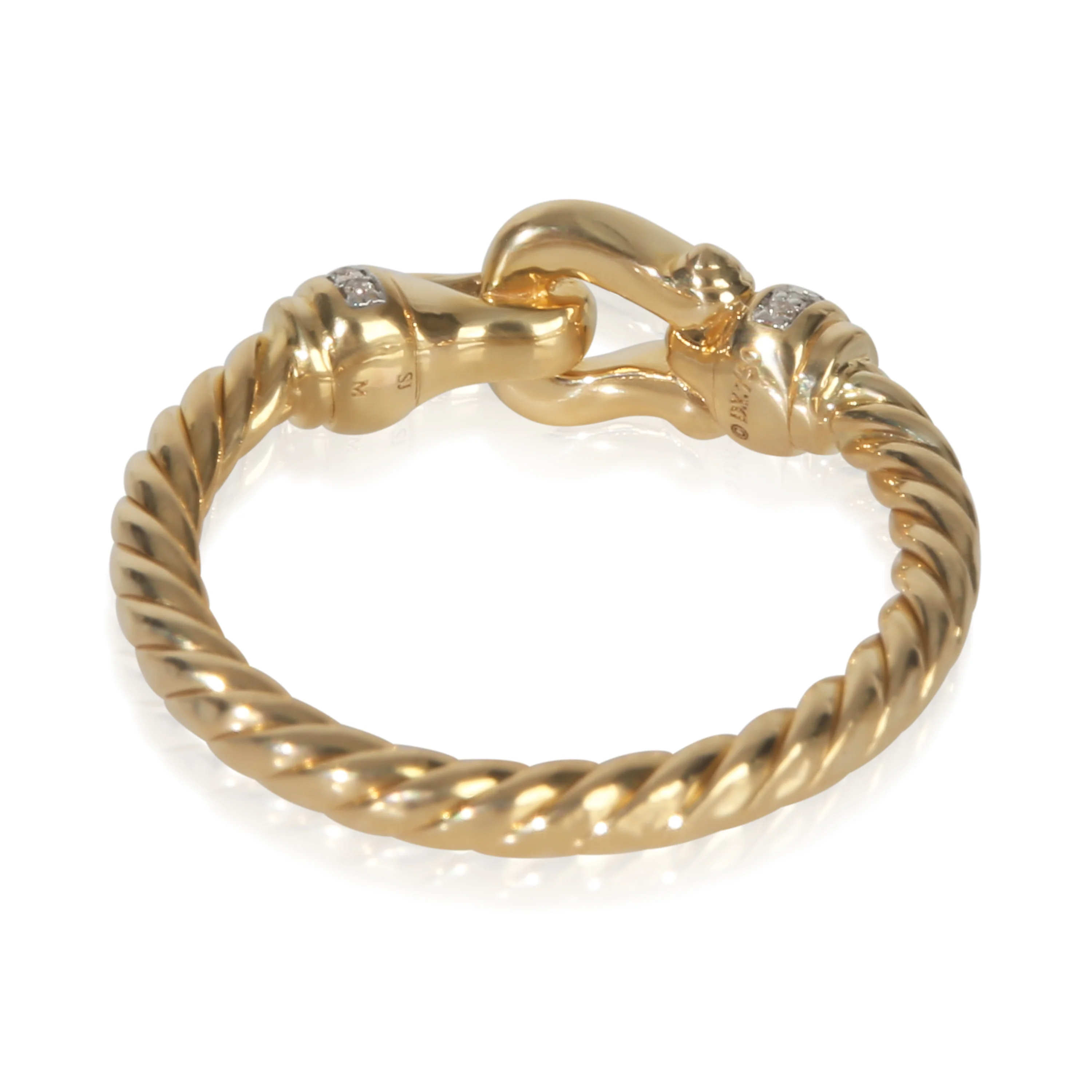 Yellow Gold Diamond Petite Cable Buckle Ring - Image 4