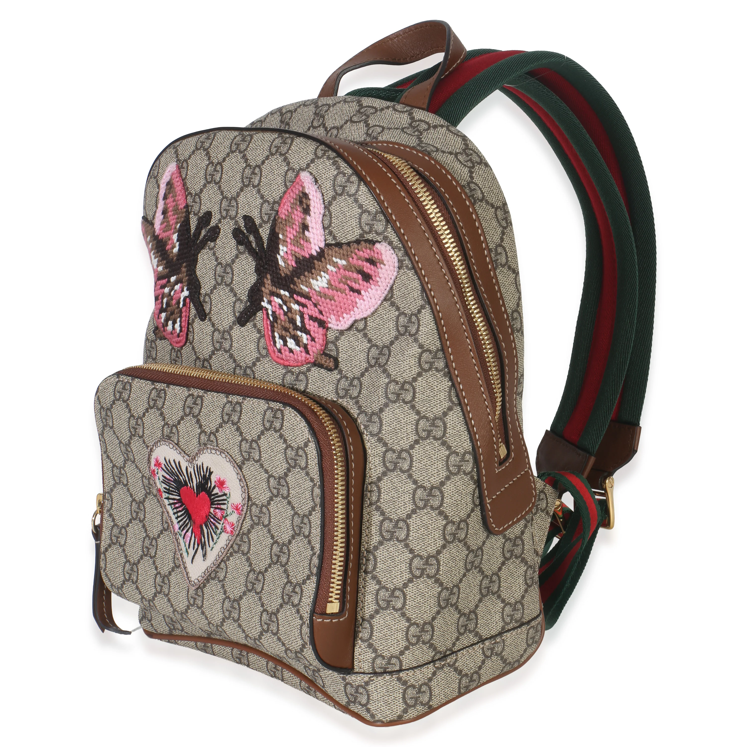 Beige GG Supreme Canvas Web Butterfly Embroidered Small Day Backpack - Image 2