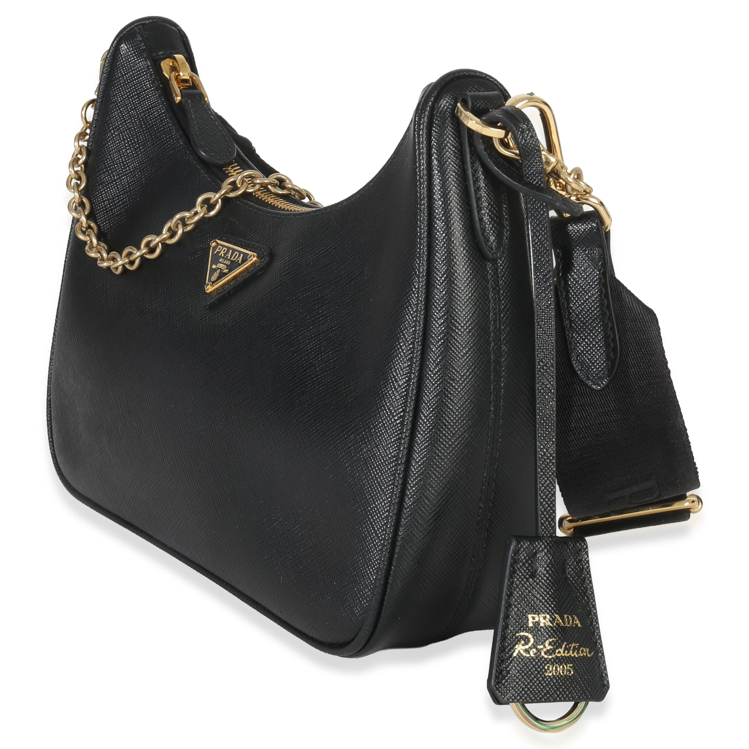 Black Saffiano Lux Re-Edition 2005 Shoulder Bag - Image 2