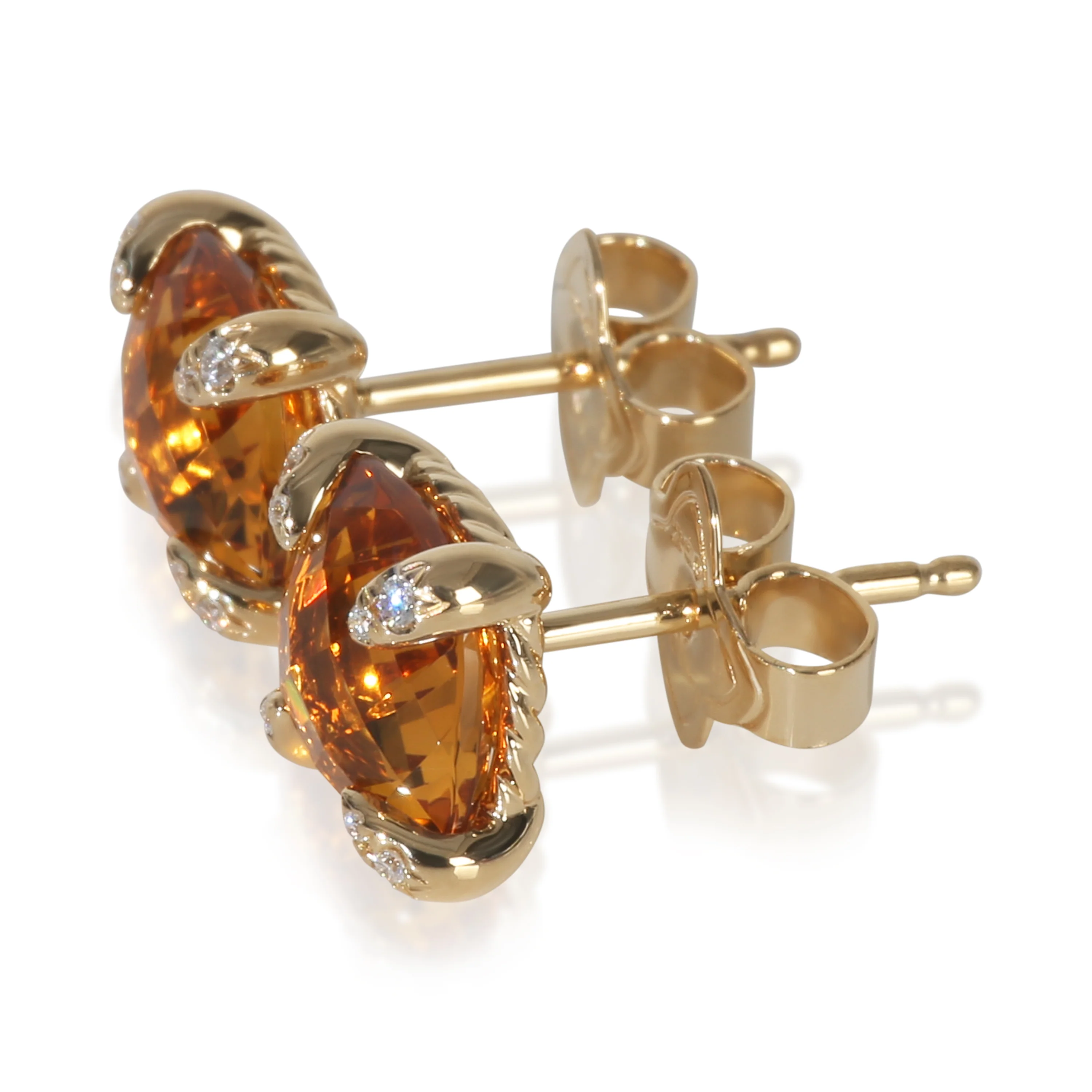 Yellow Gold Citrine and Diamond Chatelaine Earrings - Image 3