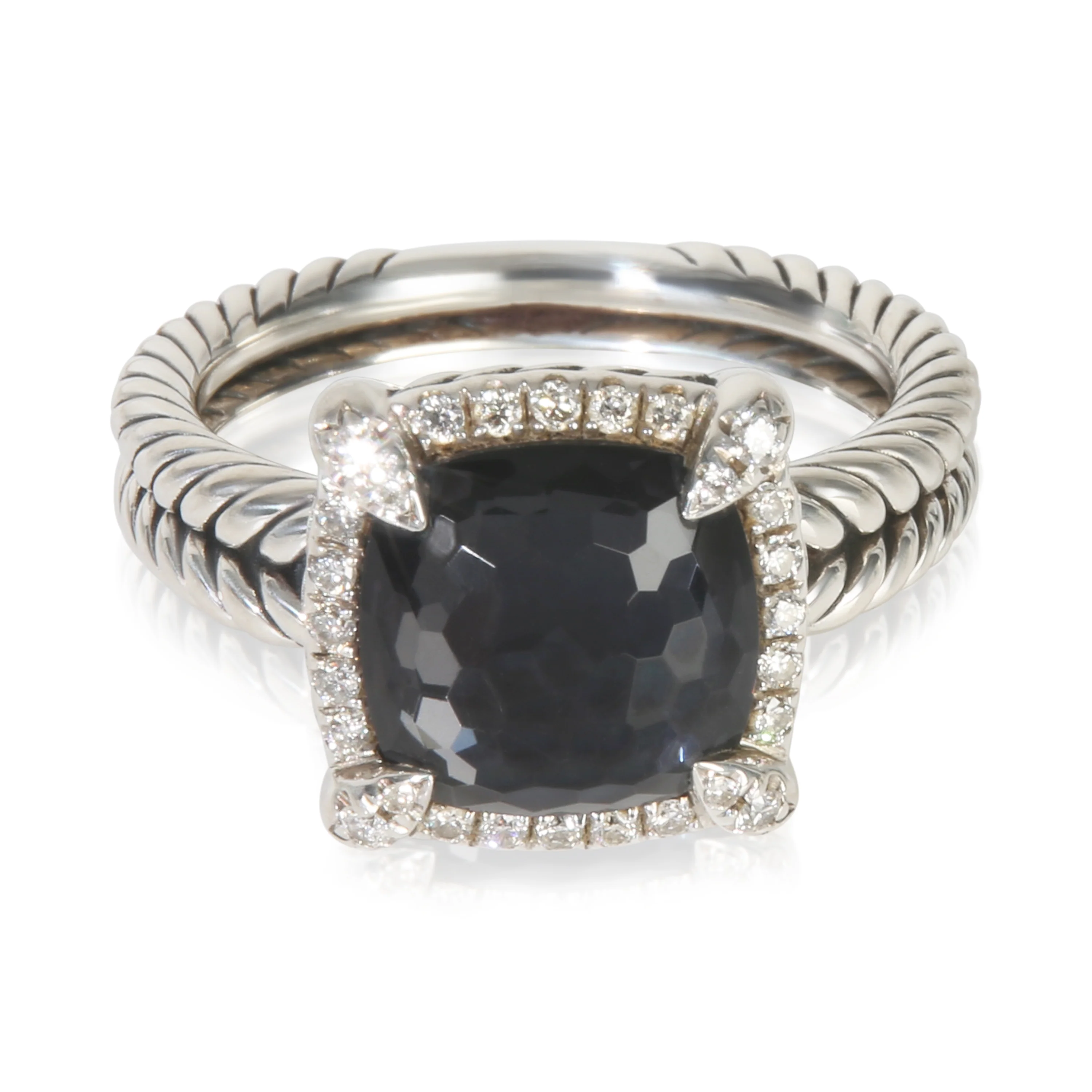 Sterling Silver Diamond Black Orchid Chatelaine Ring