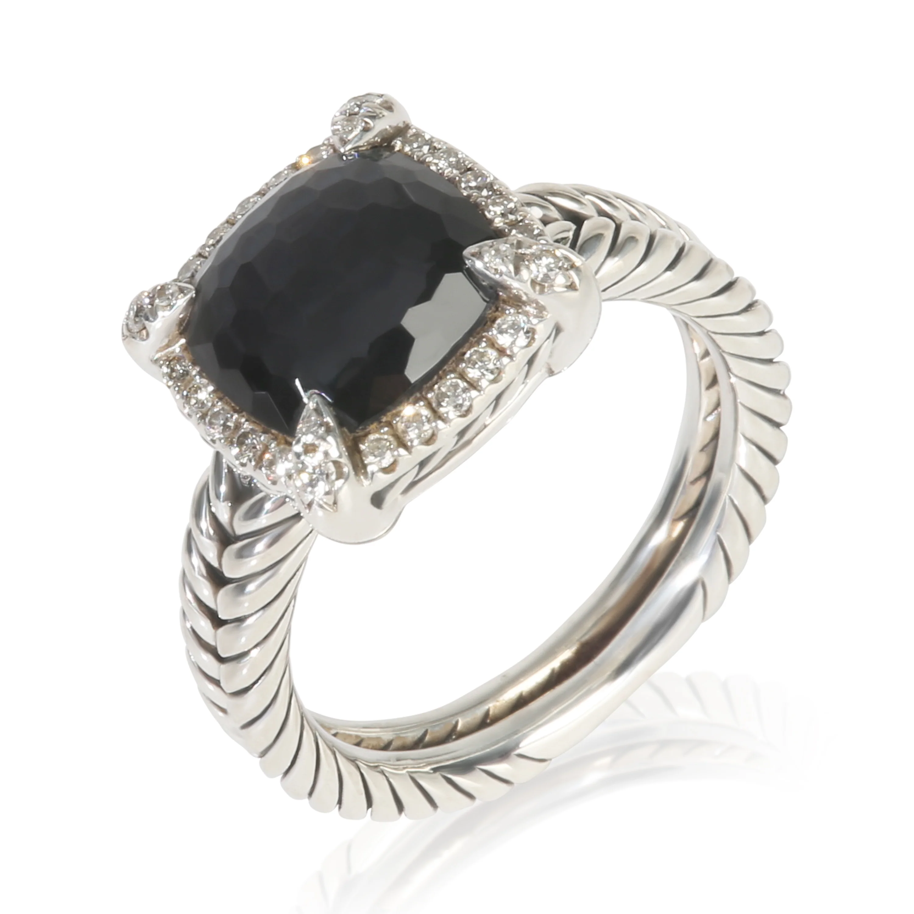 Sterling Silver Diamond Black Orchid Chatelaine Ring - Image 4