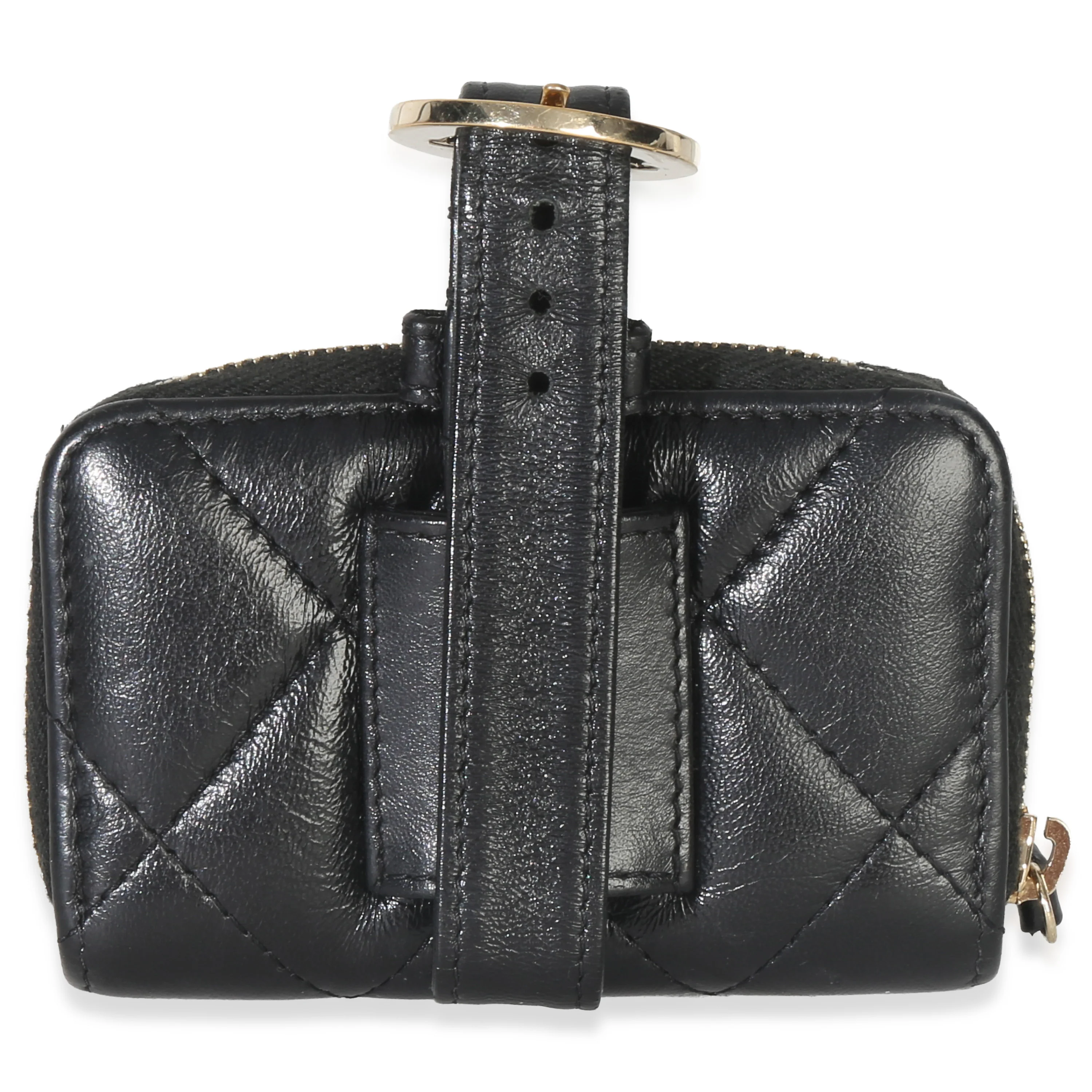 Black Quilted Lambskin Coin Purse Bracelet - Image 4