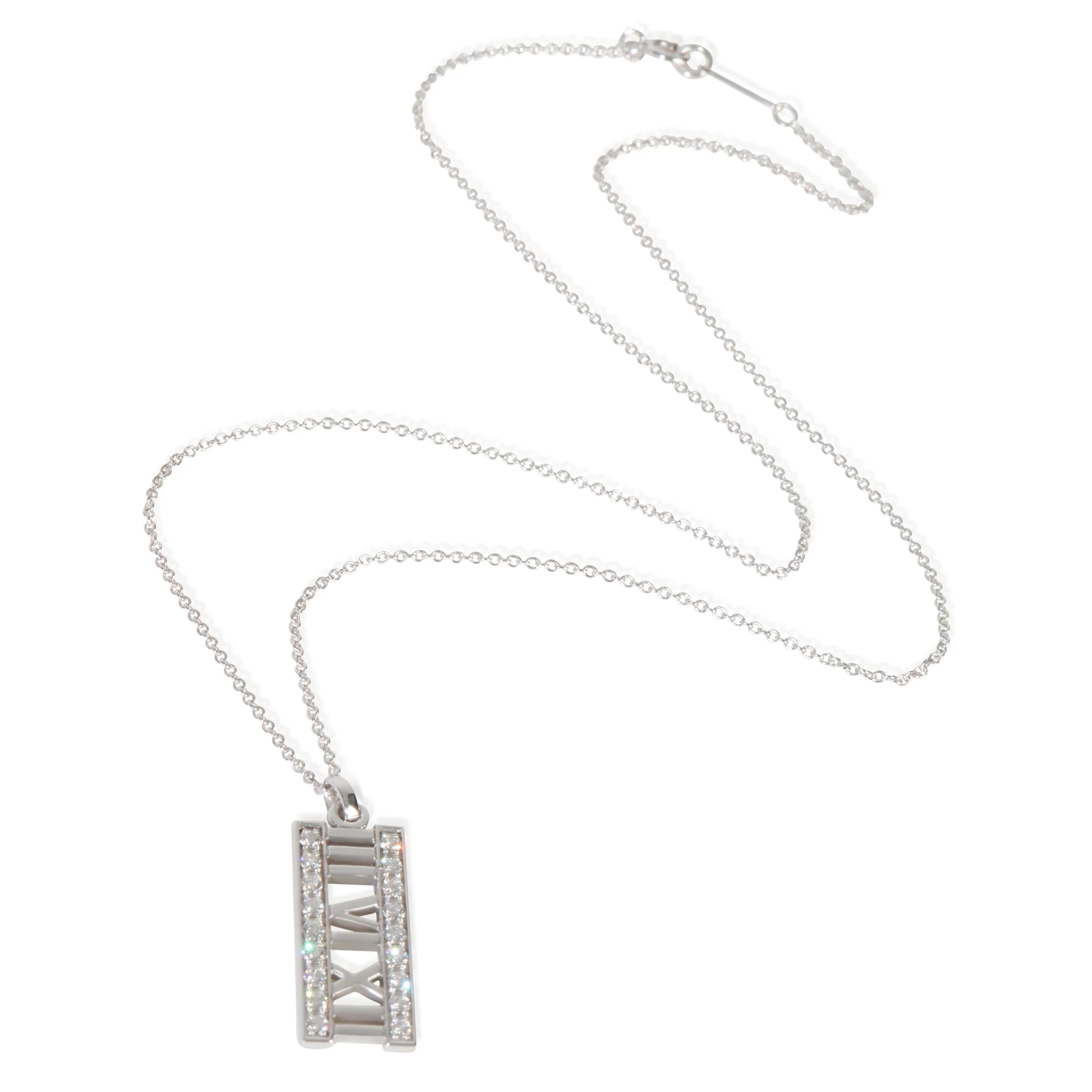 White Gold Diamond Atlas Bar Pendant - Image 3