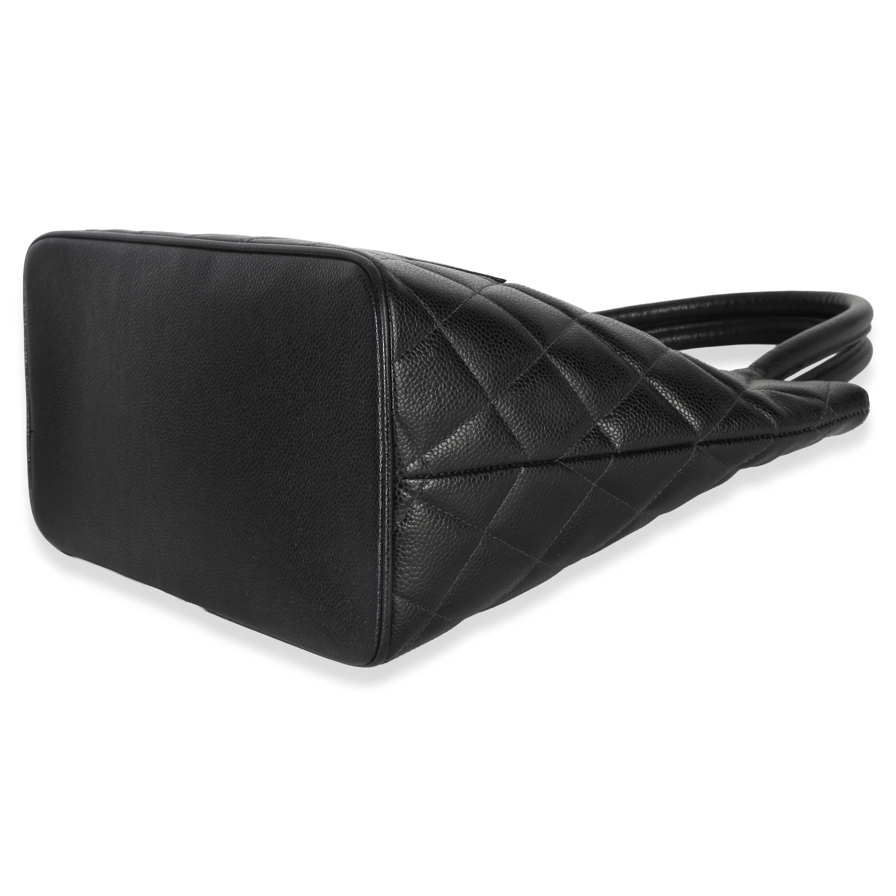 Vintage Black Quilted Caviar Medallion Tote - Image 7