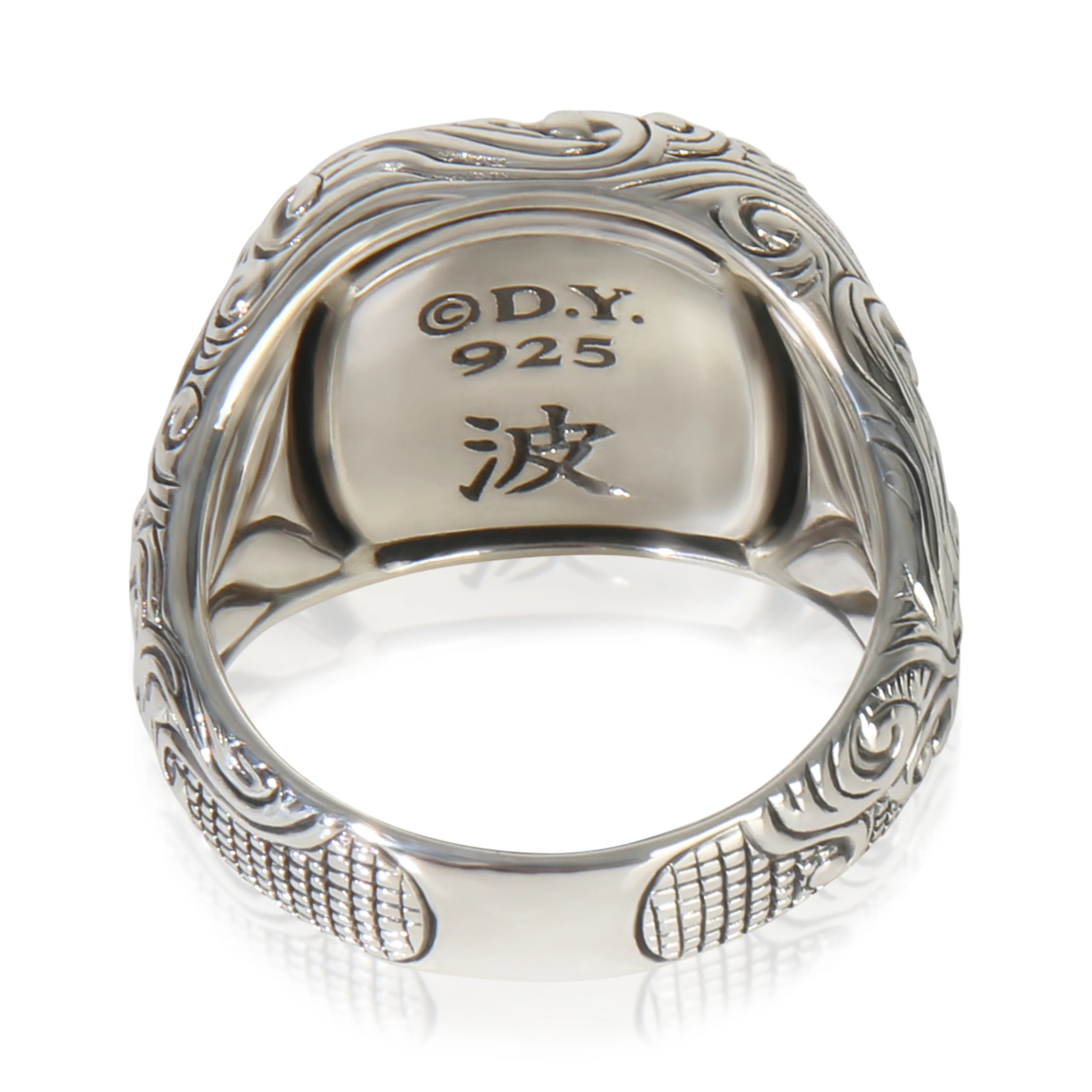 Sterling Silver Onyx Waves Signet Ring - Image 3