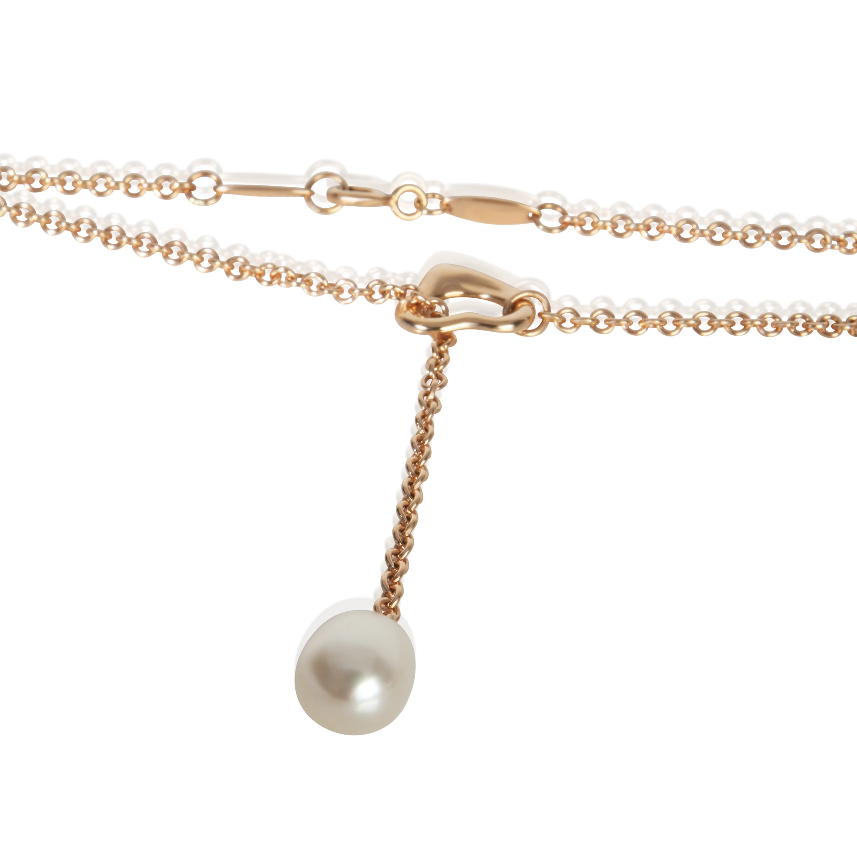 Rose Gold Pearl Elsa Peretti Open Heart Lariat Necklace - Image 2