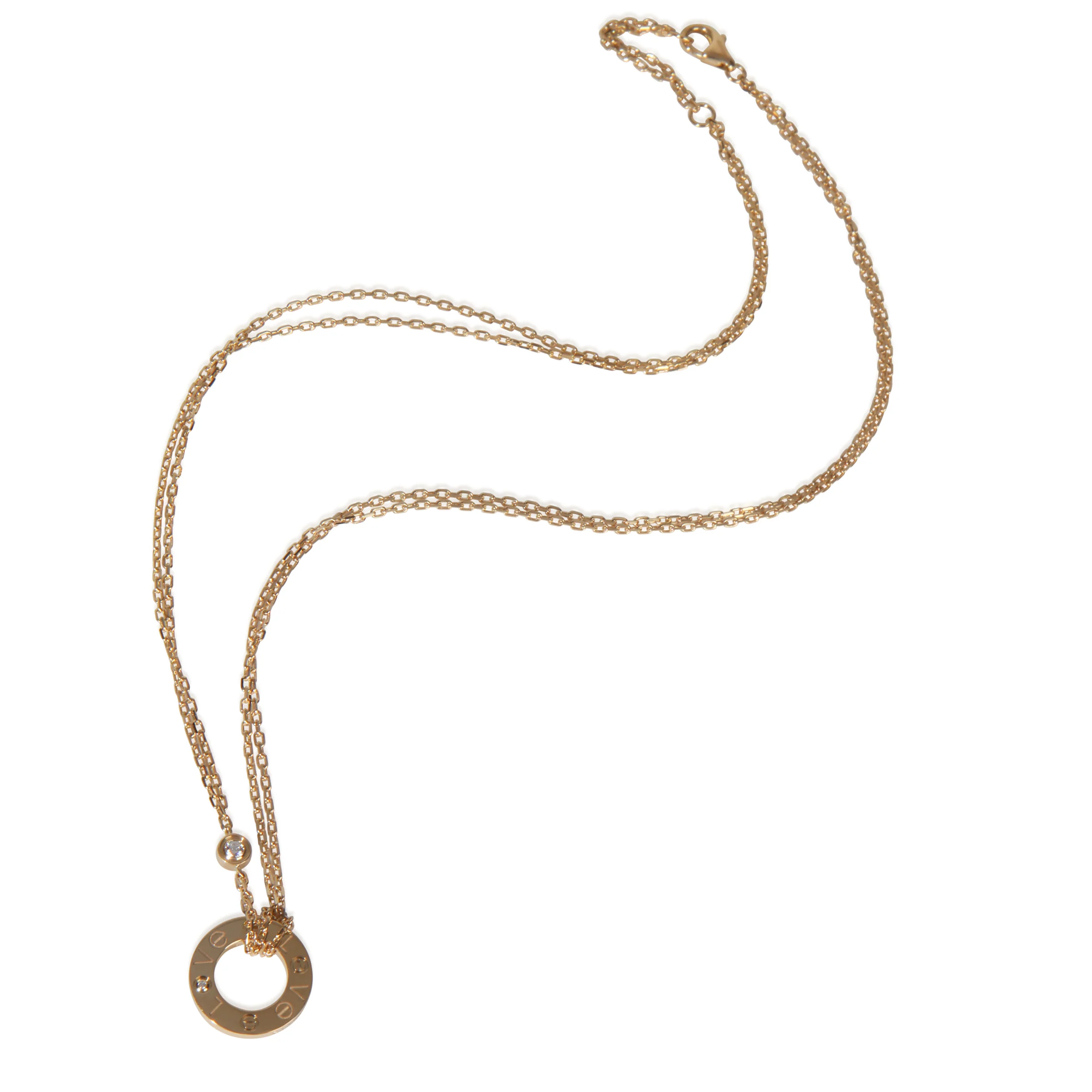 Yellow Gold Diamond Love Necklace - Image 3