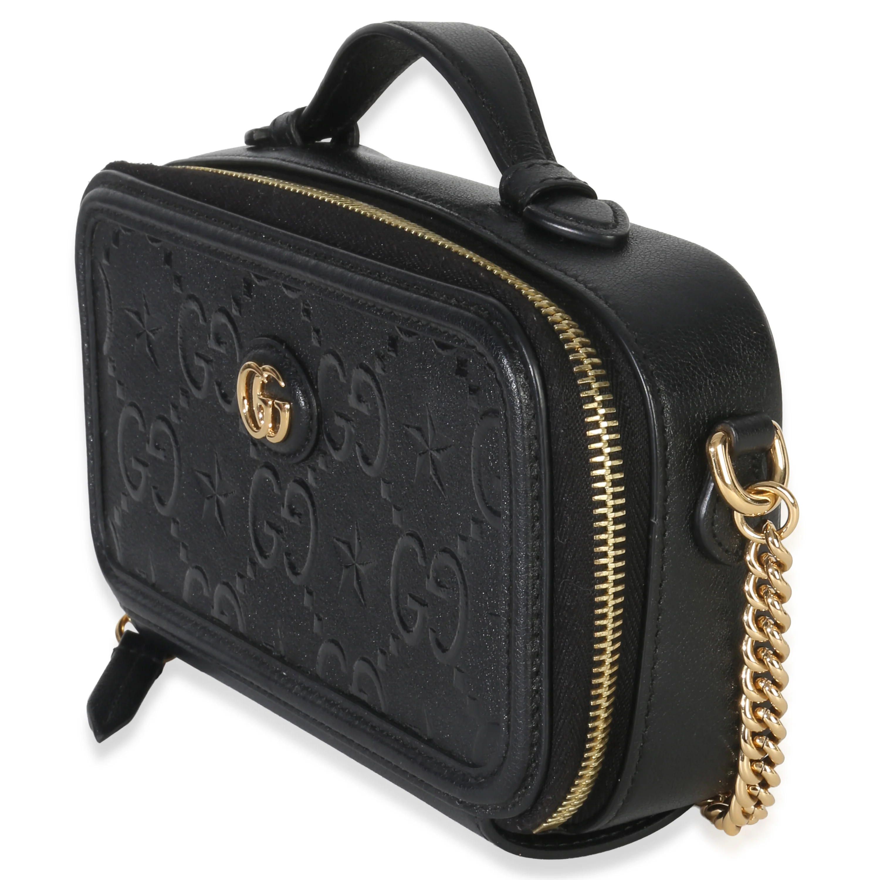 Black GG Star Embossed Calfskin Mini GG Chain Bag - Image 2