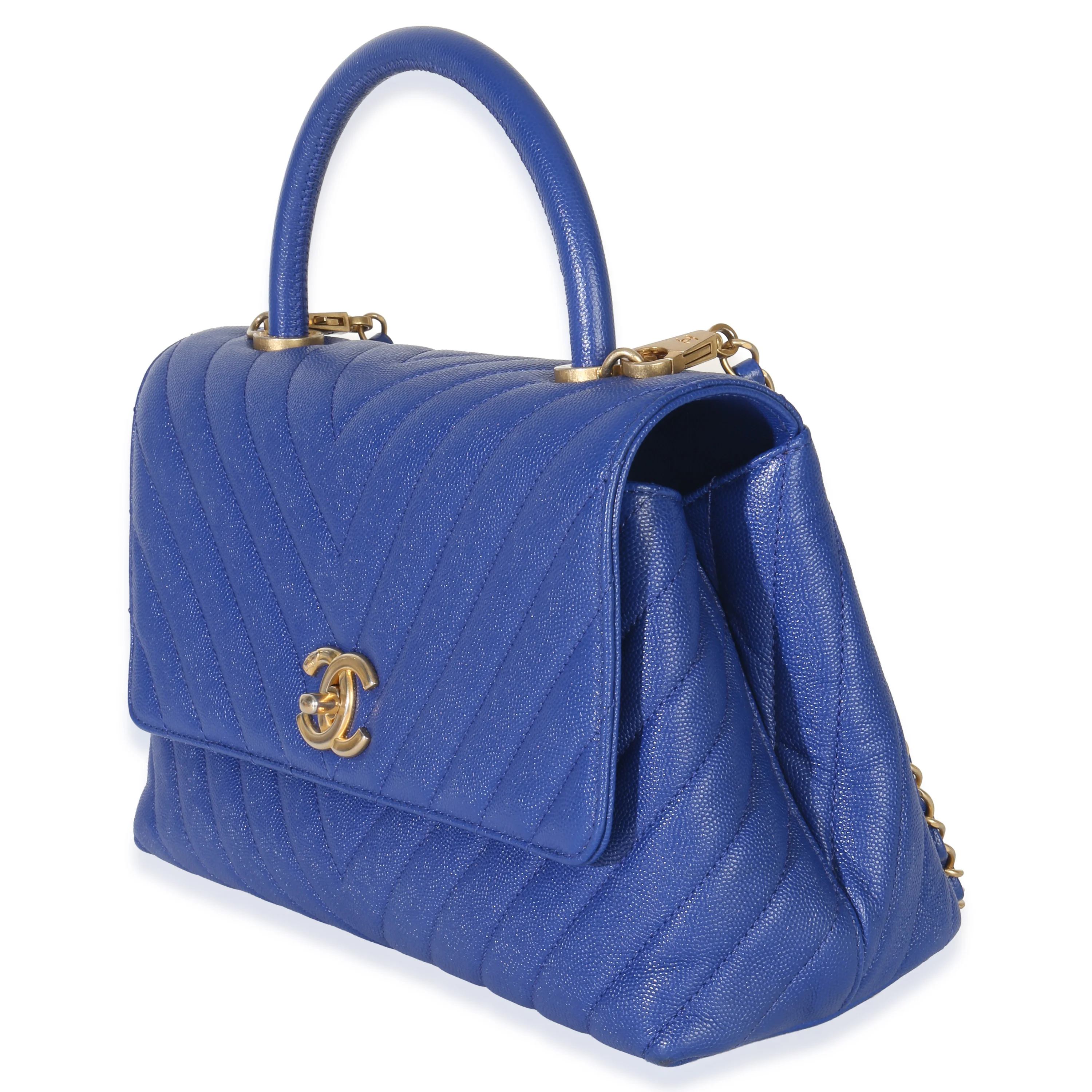 Blue Chevron Medium Coco Top Handle Bag - Image 2