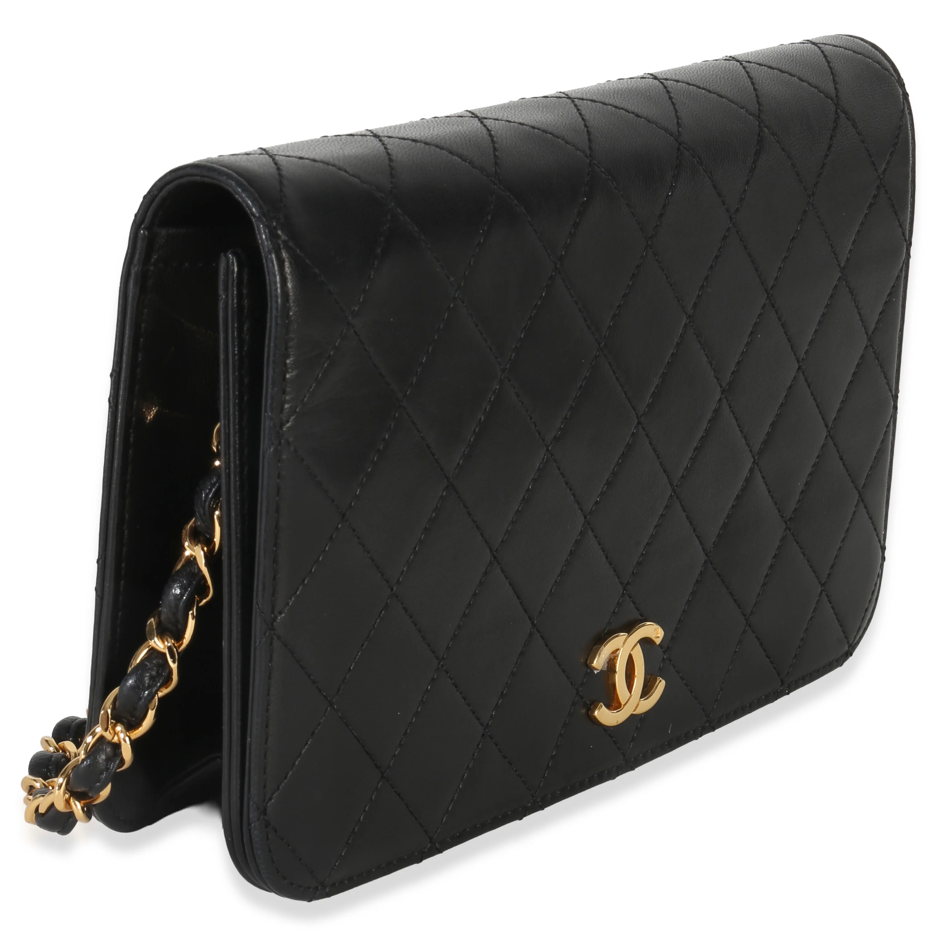 Vintage 24k Black Quilted Lambskin Full Flap Bag - Image 3