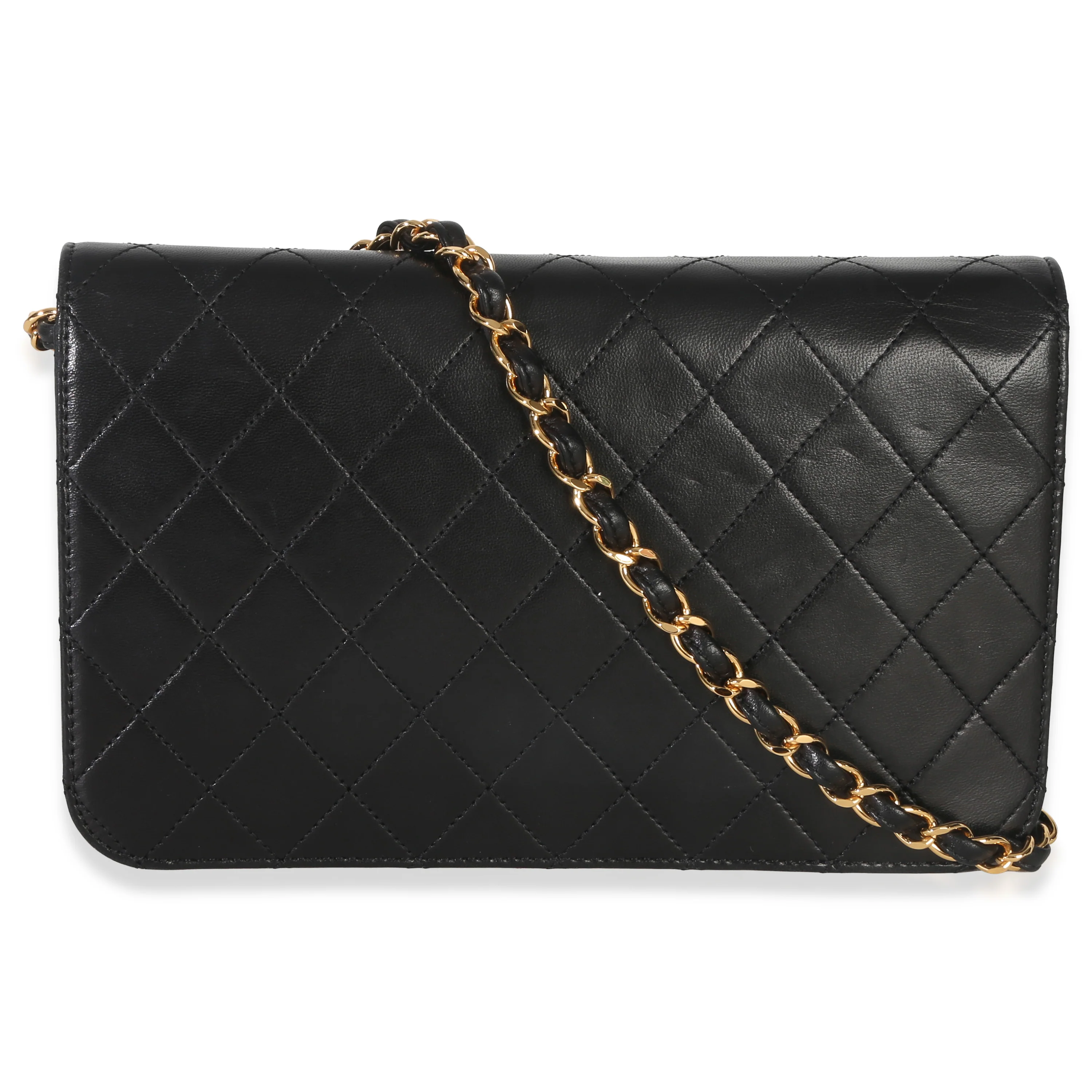 Vintage 24k Black Quilted Lambskin Full Flap Bag - Image 4