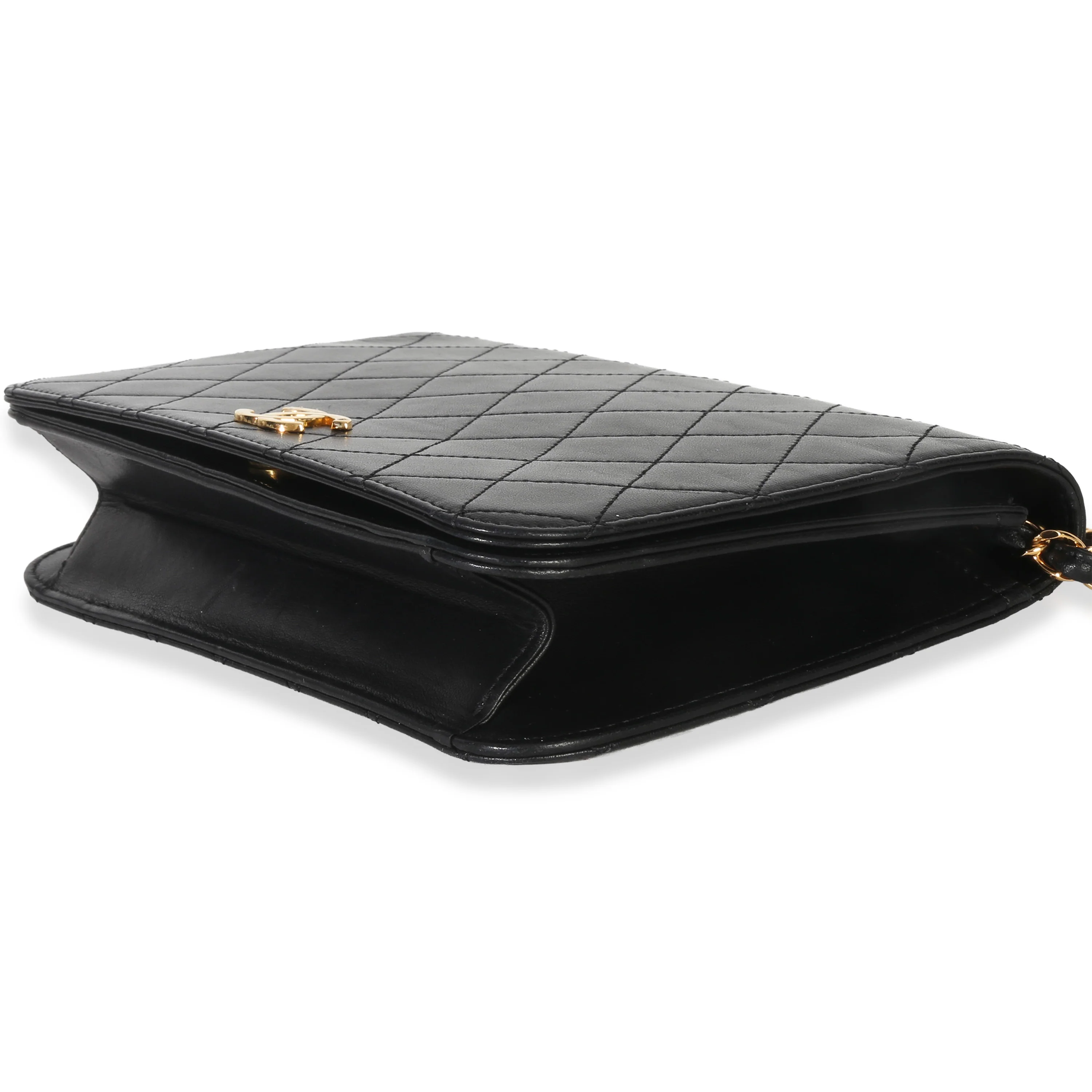 Vintage 24k Black Quilted Lambskin Full Flap Bag - Image 7