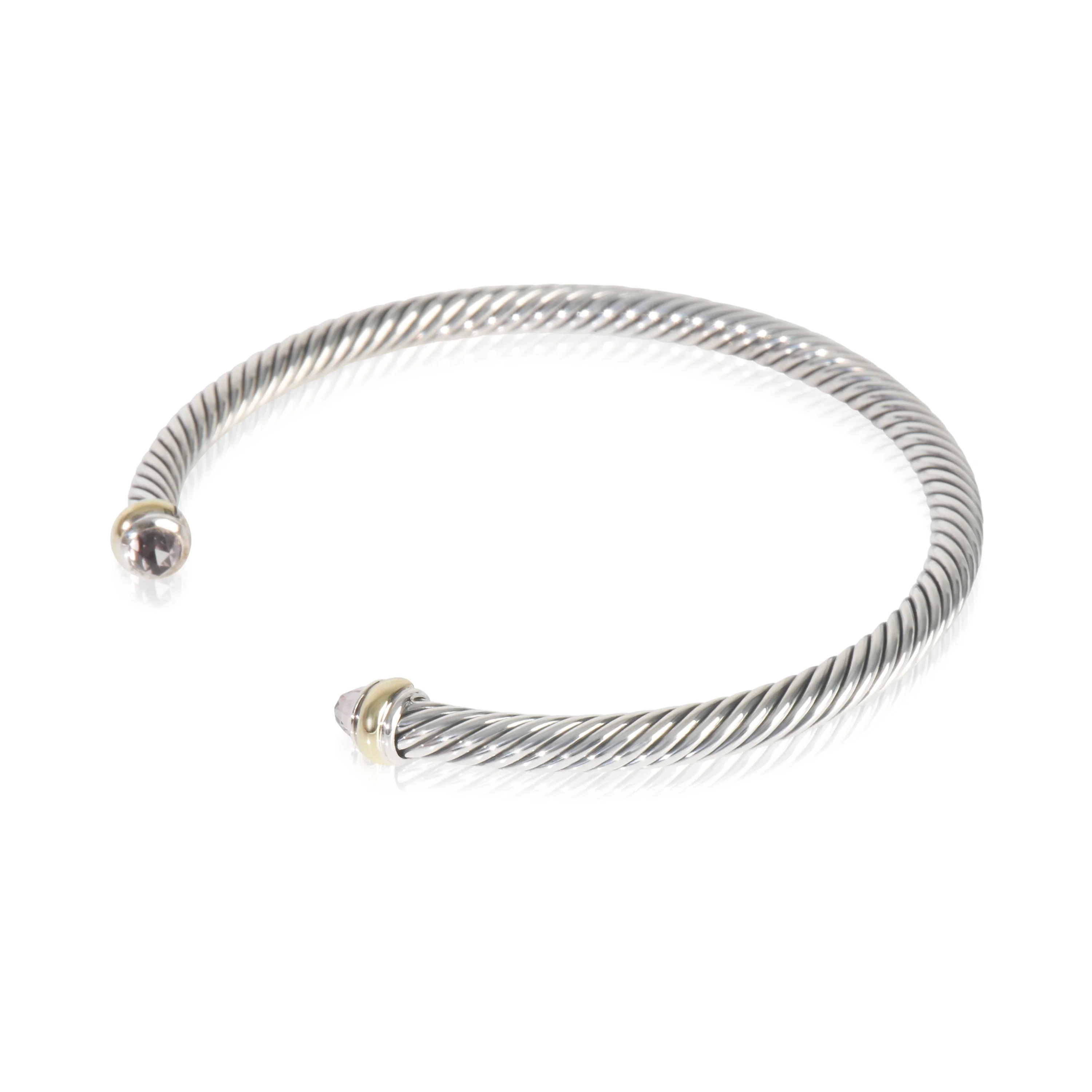 Rose Gold & Sterling Silver Morganite 4mm Cable Classic Bracelet - Image 2