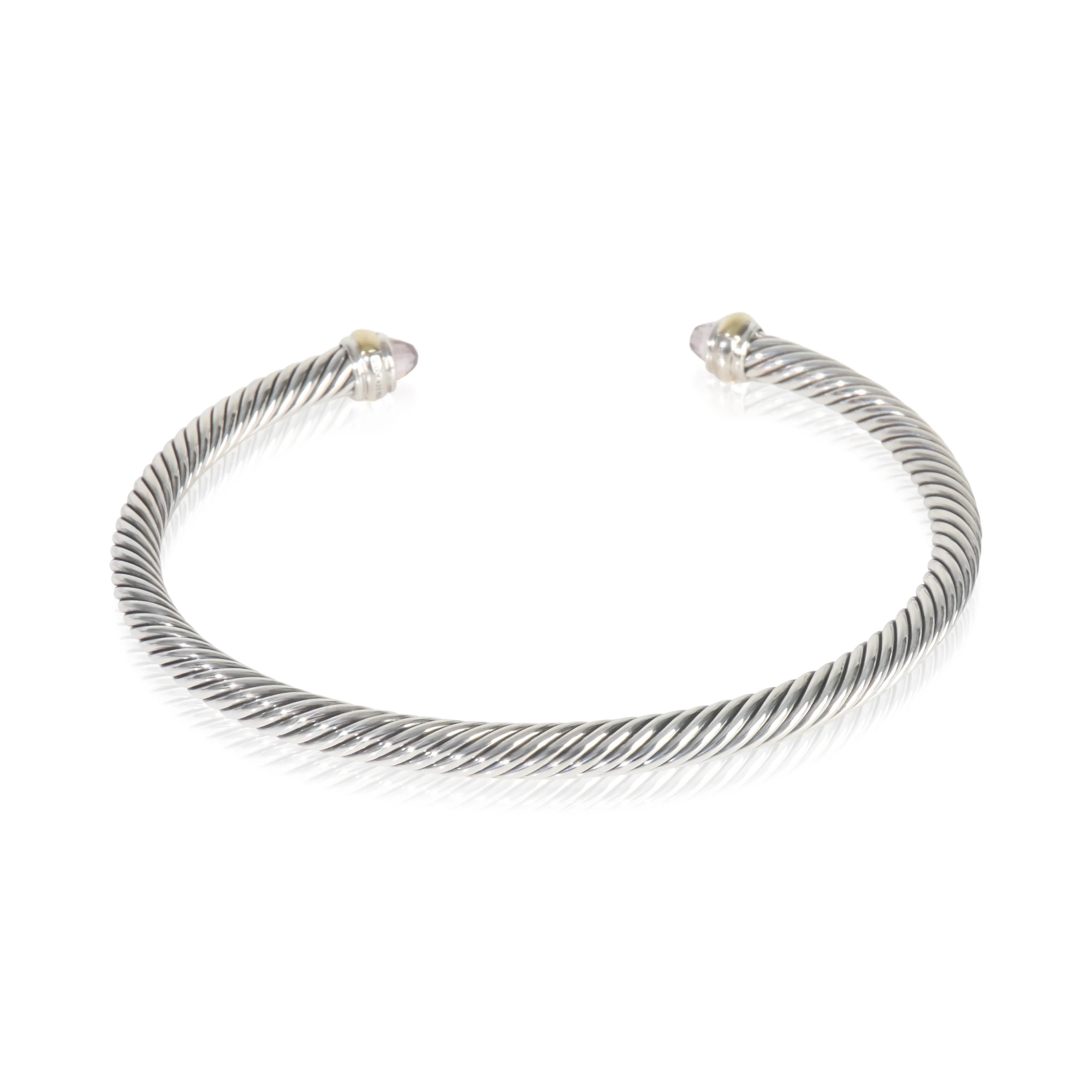 Rose Gold & Sterling Silver Morganite 4mm Cable Classic Bracelet - Image 3