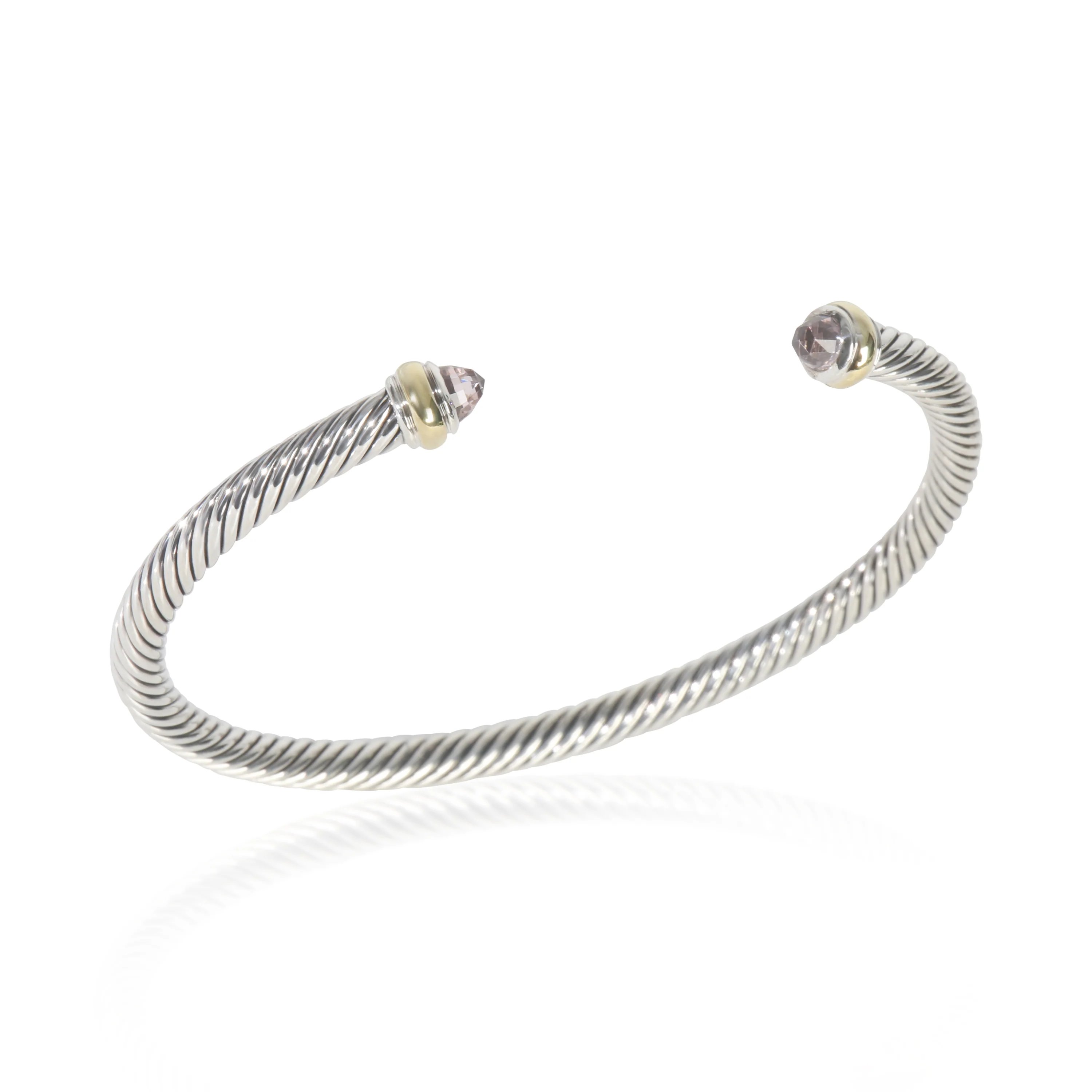 Rose Gold & Sterling Silver Morganite 4mm Cable Classic Bracelet - Image 4