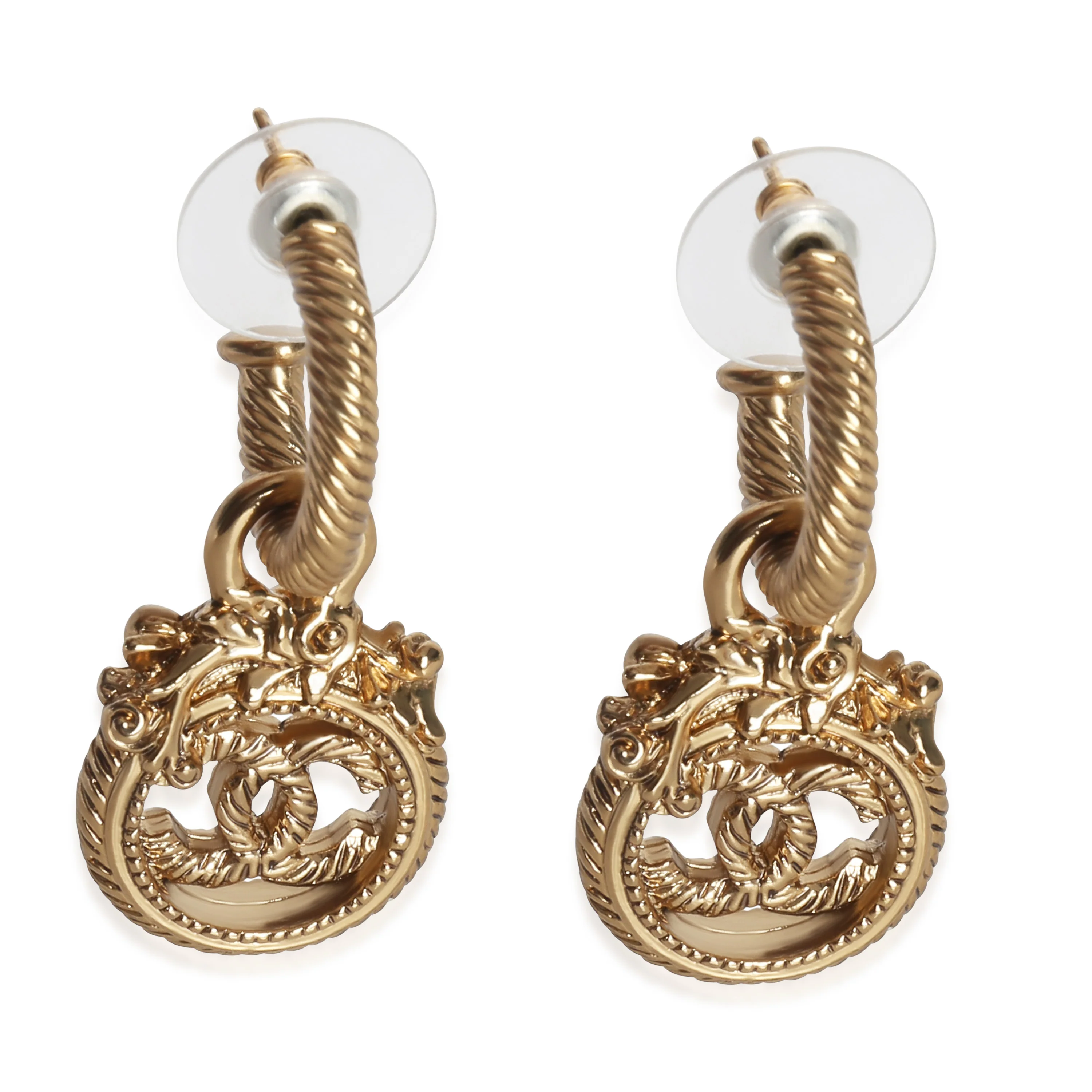 Gold-Plated 2003 CC Drop Earrings