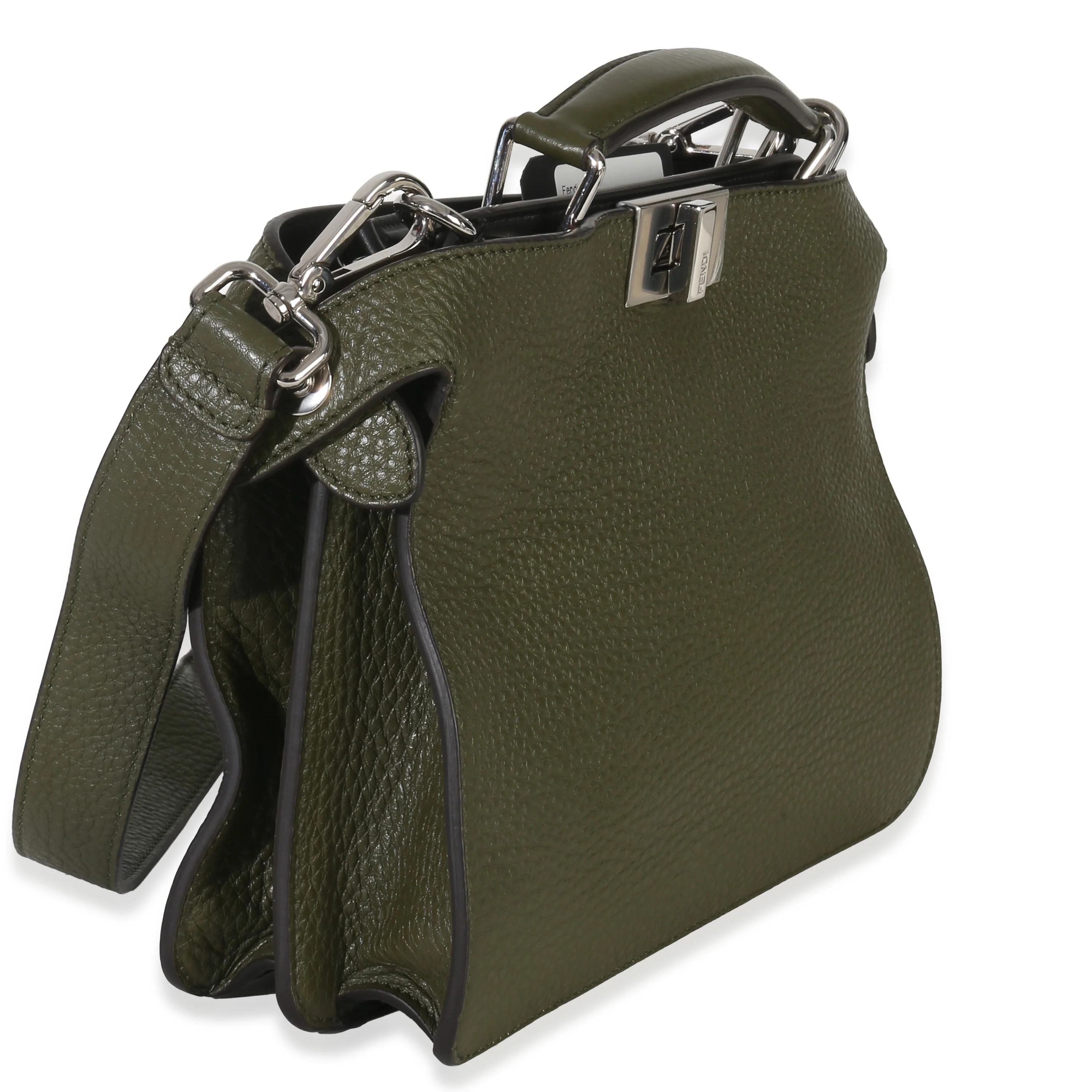 Olive Calfskin Leather Mini Peekaboo ISeeU Bag - Image 3
